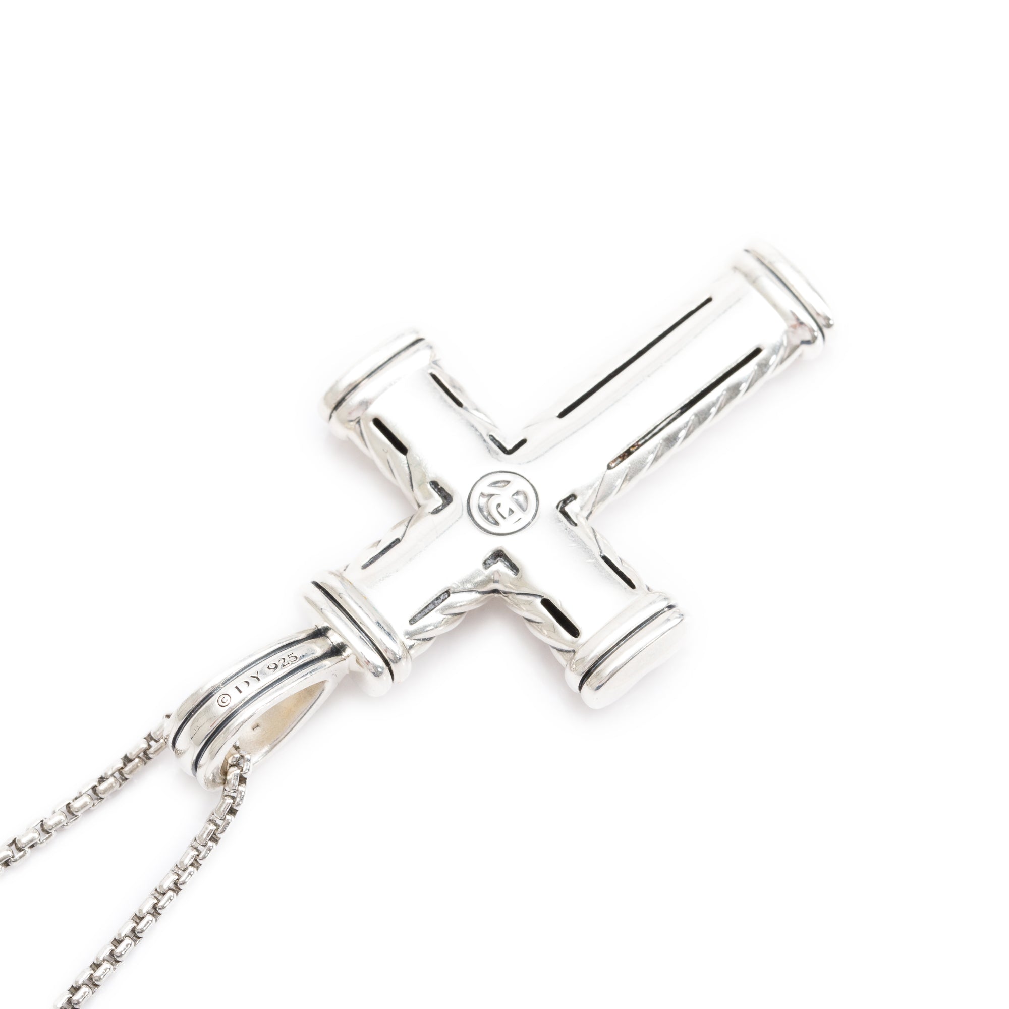 David Yurman Sterling Silver Chevron Cross Pendant Necklace, 40MM