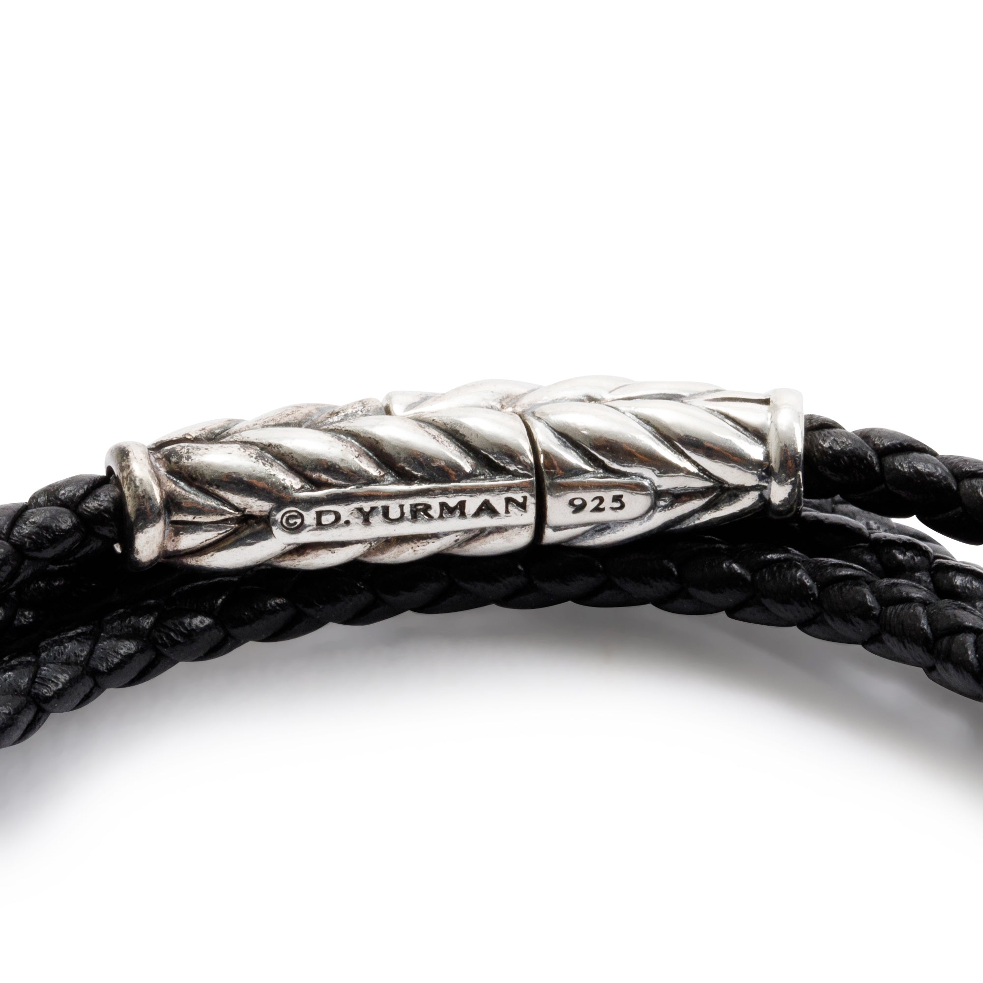 David Yurman Sterling Silver Chevron Triple-Wrap Leather Bracelet
