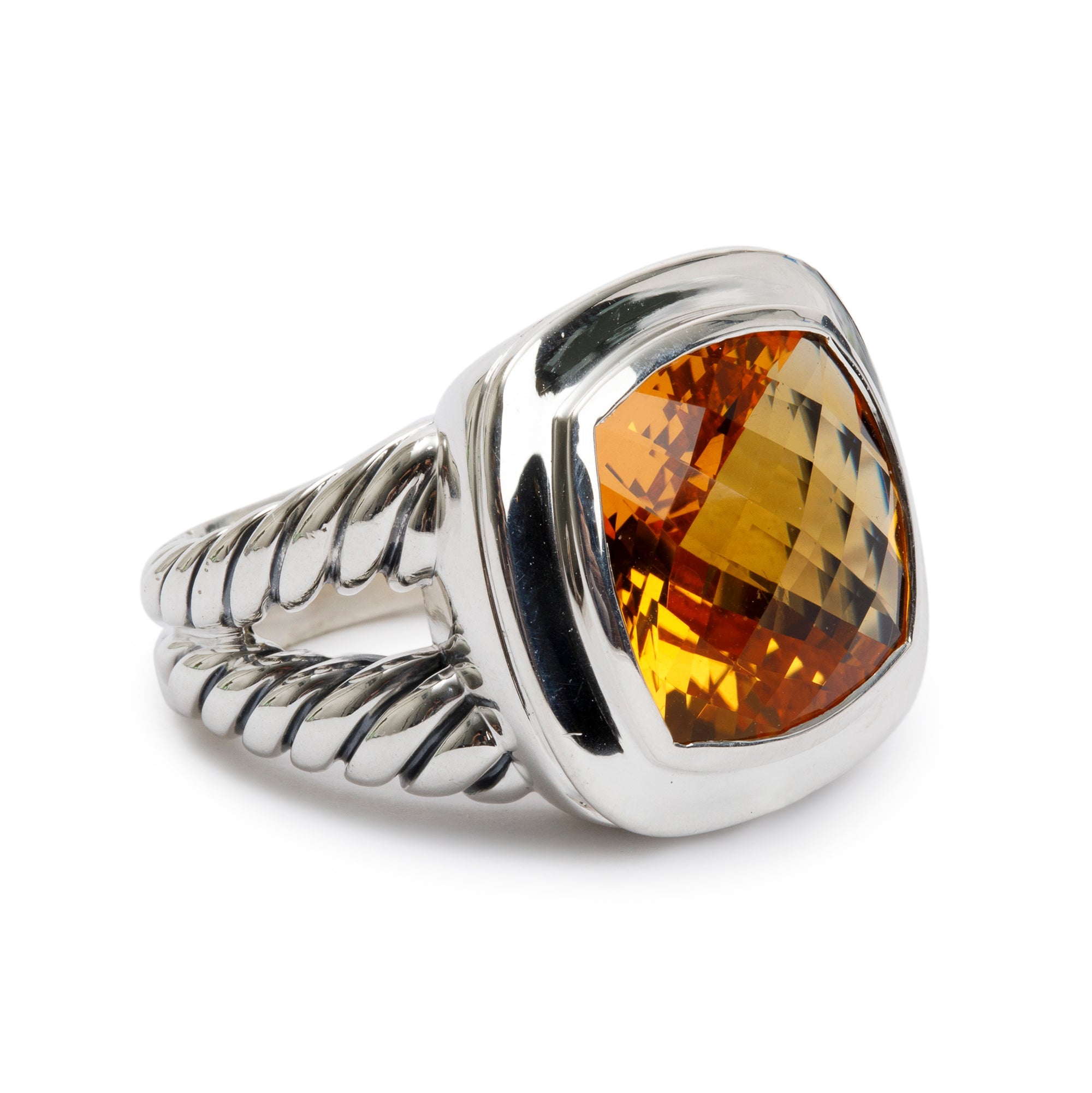David Yurman Sterling Silver Citrine Albion Ring, Size 6.25