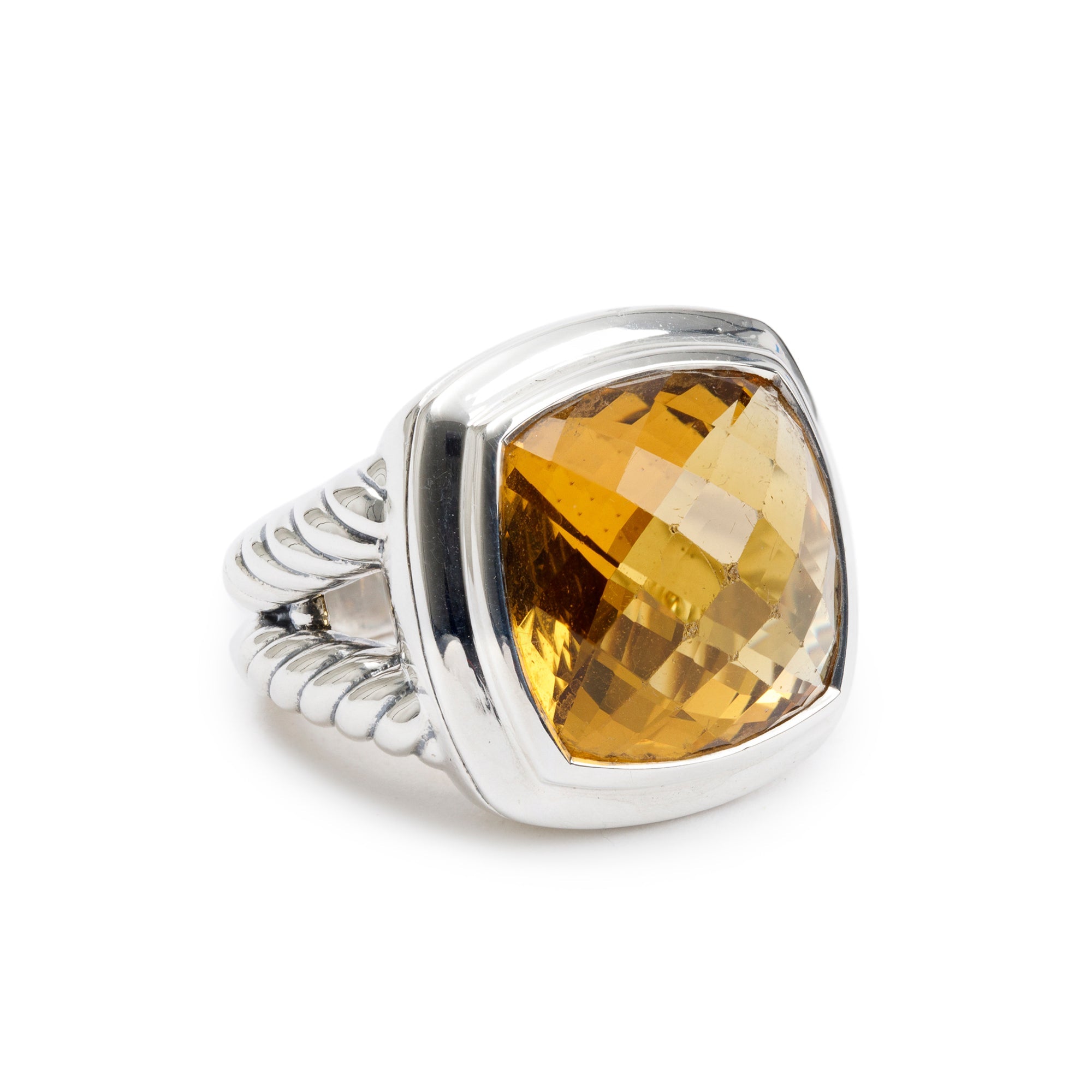 David Yurman Sterling Silver Citrine Albion Ring, Size 7.75