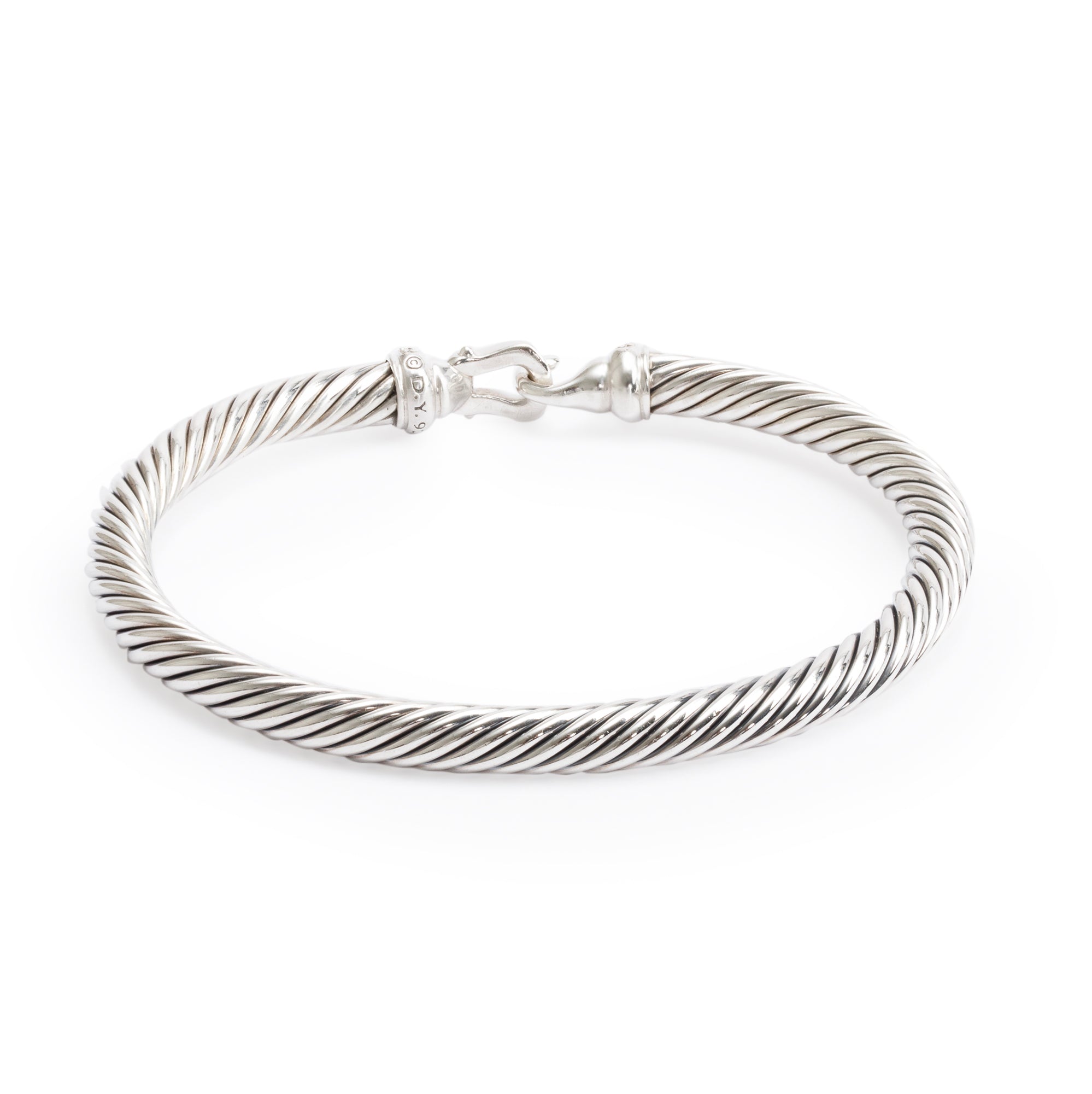 David Yurman Sterling Silver Diamond 5MM Buckle Classic Cable Bracelet