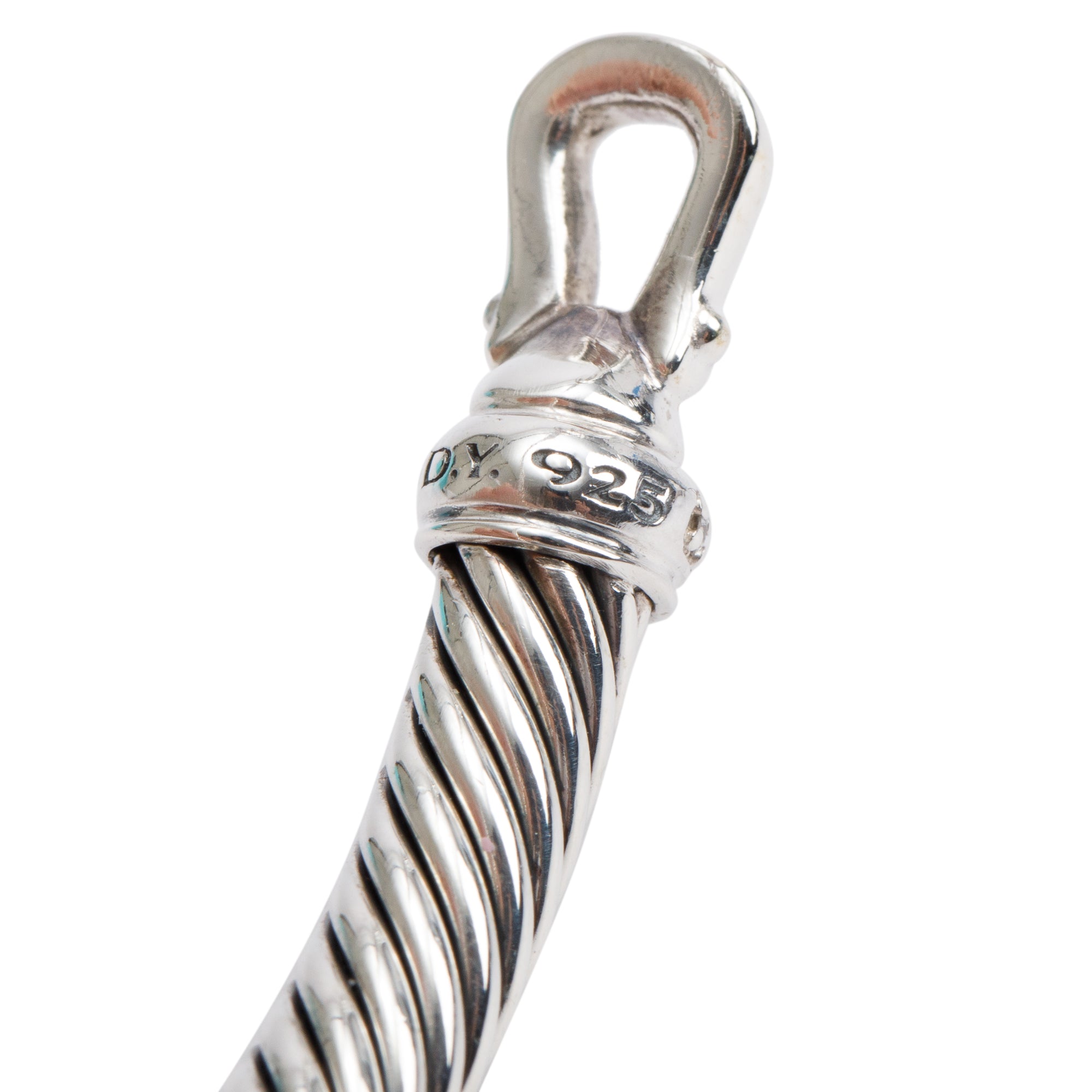 David Yurman Sterling Silver Diamond 5MM Buckle Classic Cable Bracelet