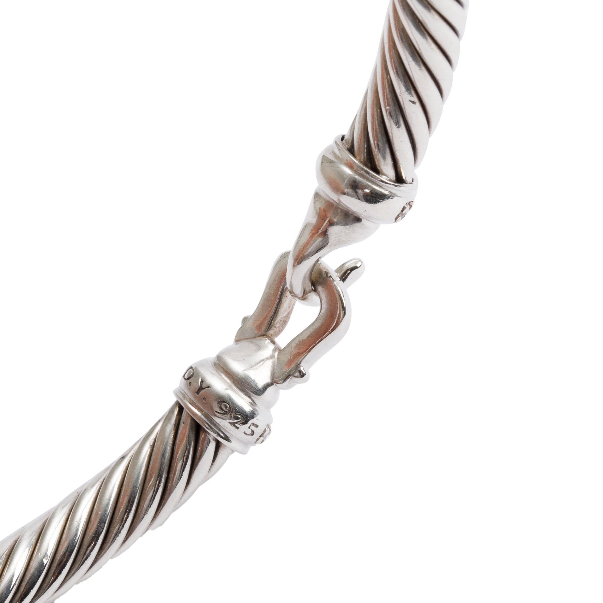 David Yurman Sterling Silver Diamond 5MM Buckle Classic Cable Bracelet