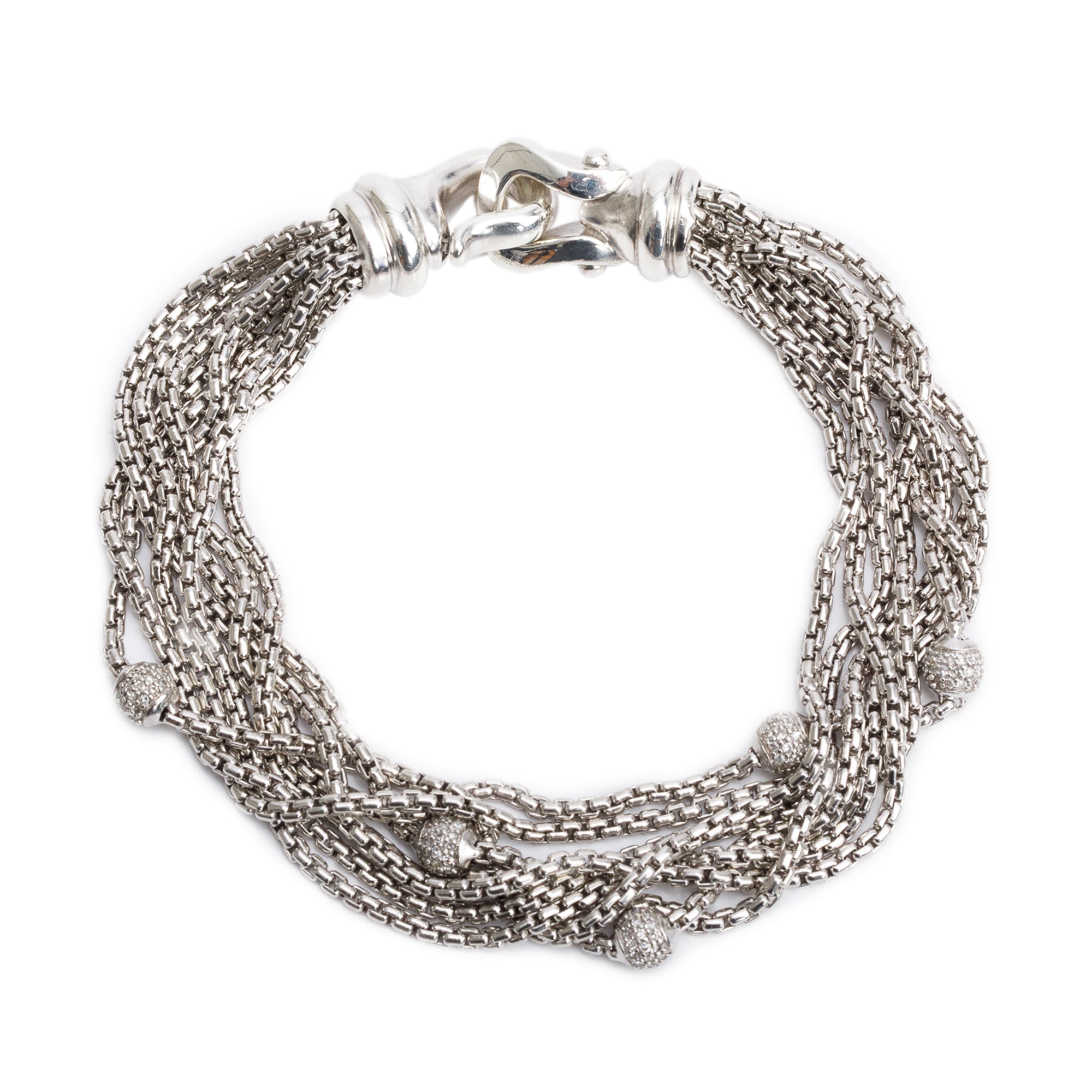 David Yurman Sterling Silver Diamond Eight-Row Chain Bracelet