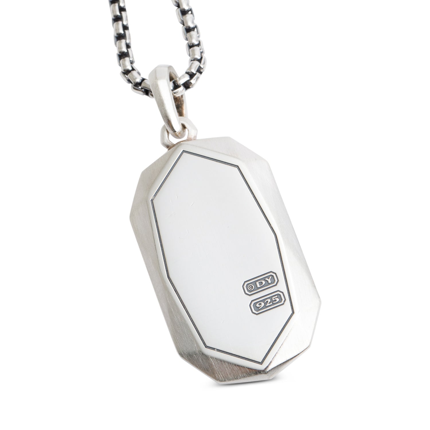 David Yurman Sterling Silver Diamond Faceted Enhancer Pendant Necklace