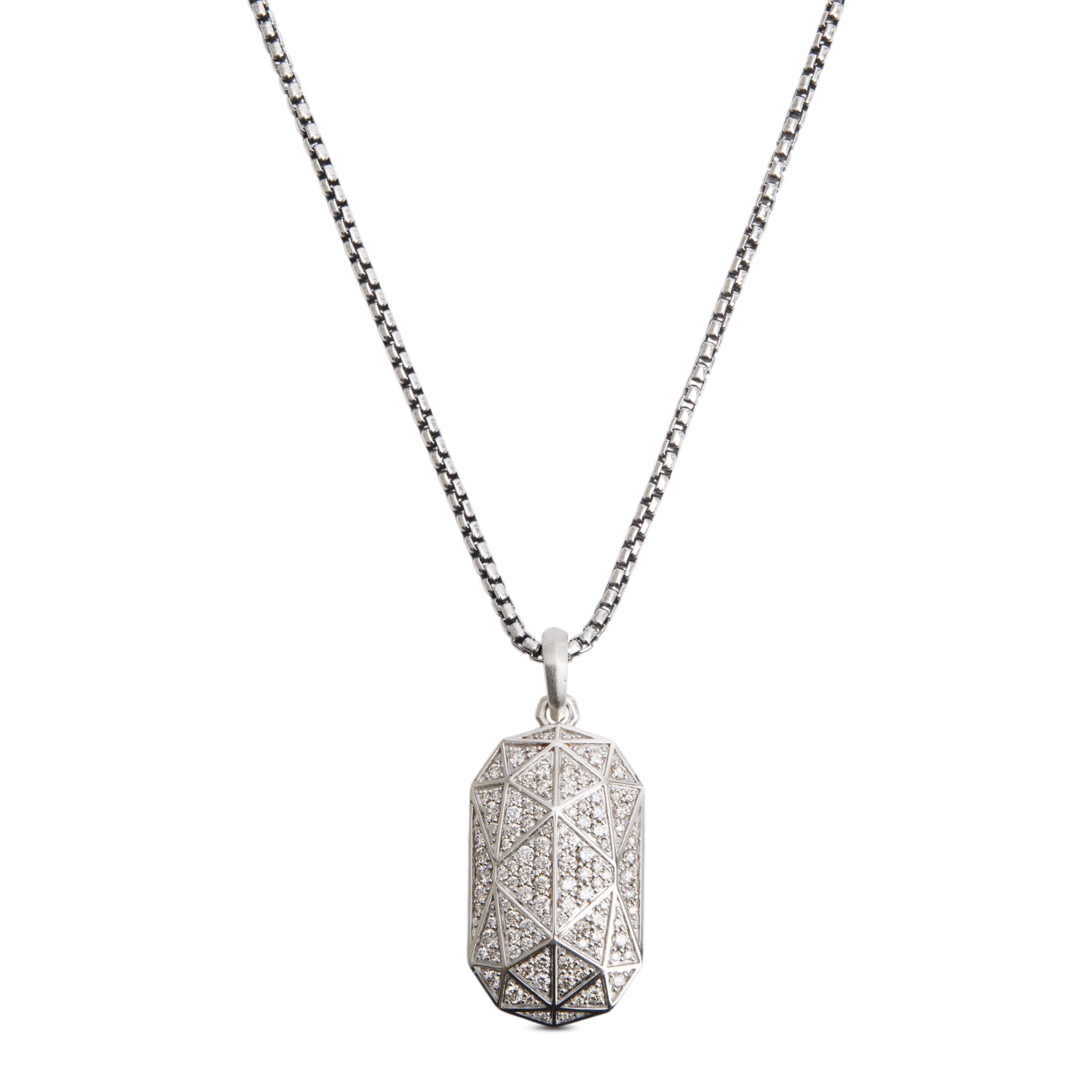 David Yurman Sterling Silver Diamond Faceted Enhancer Pendant Necklace