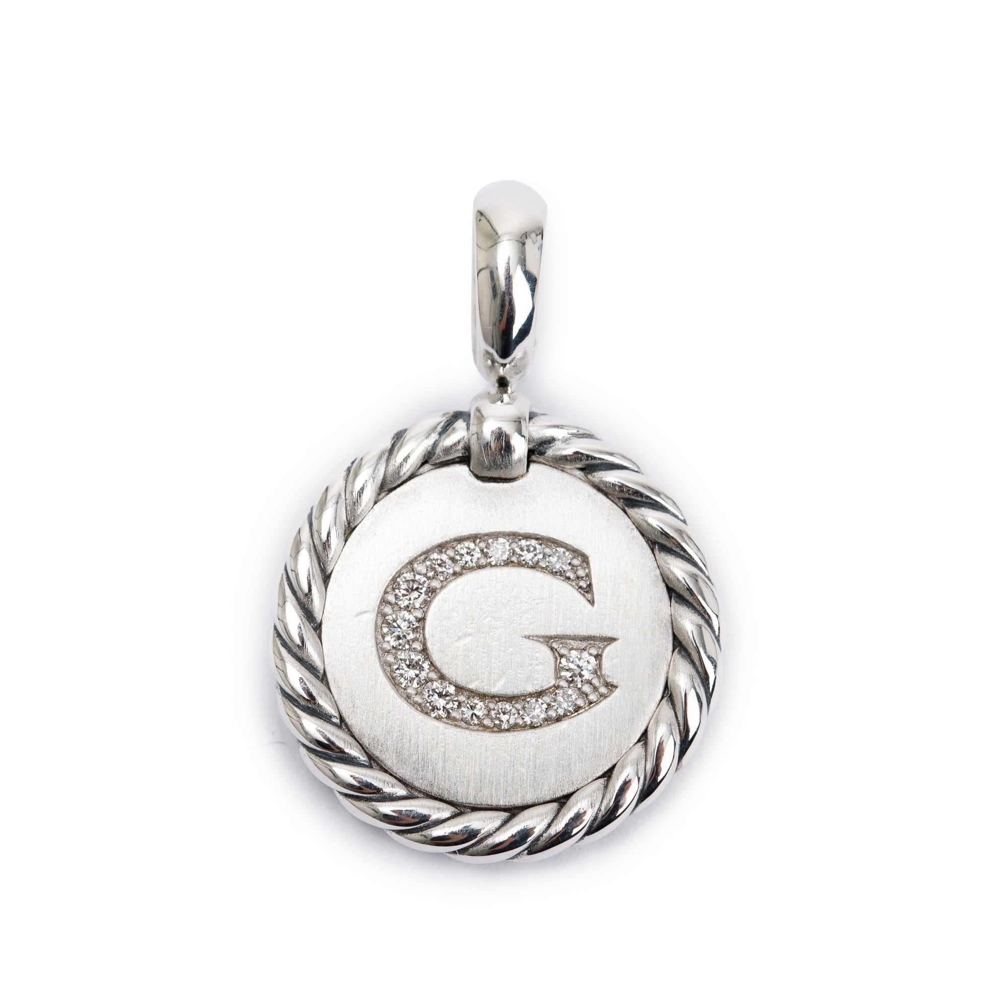 David Yurman Sterling Silver Diamond Initial 'G' Charm