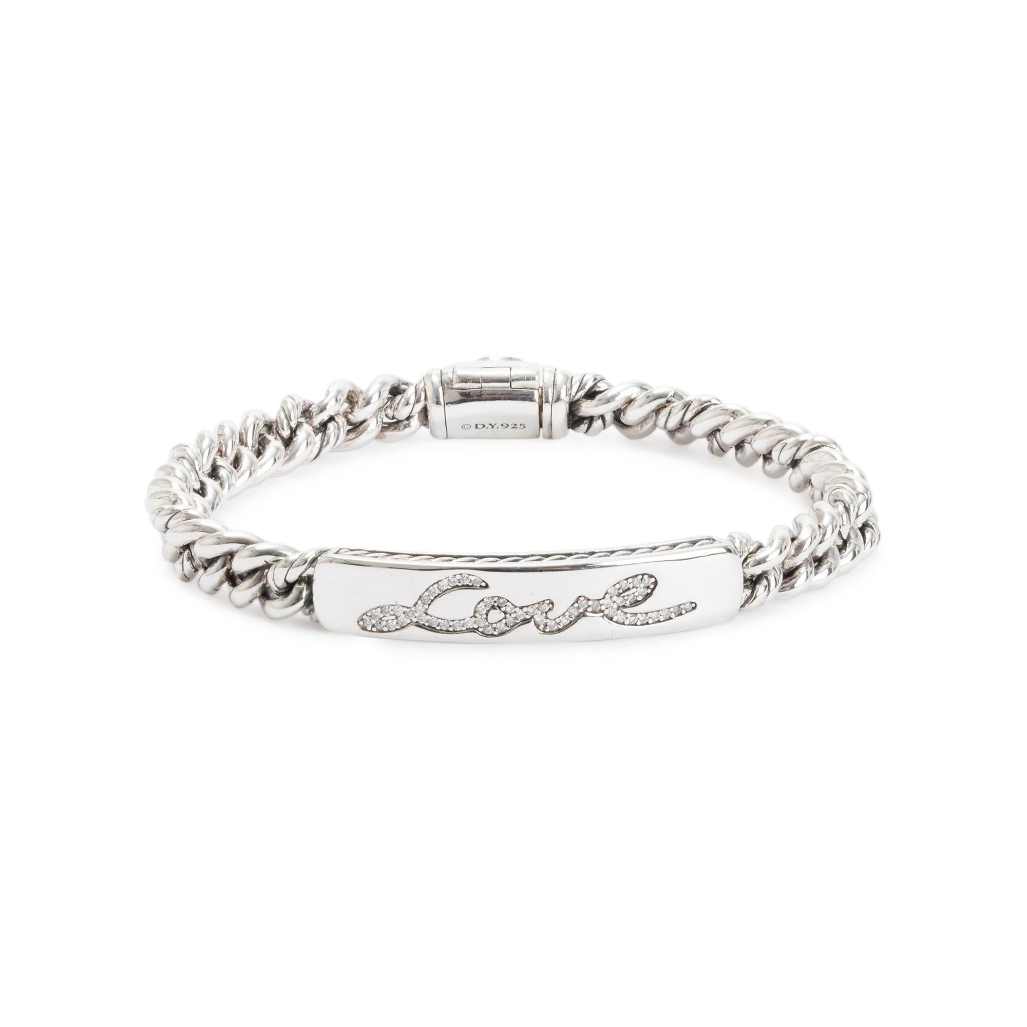David Yurman Sterling Silver Diamond Love Bracelet