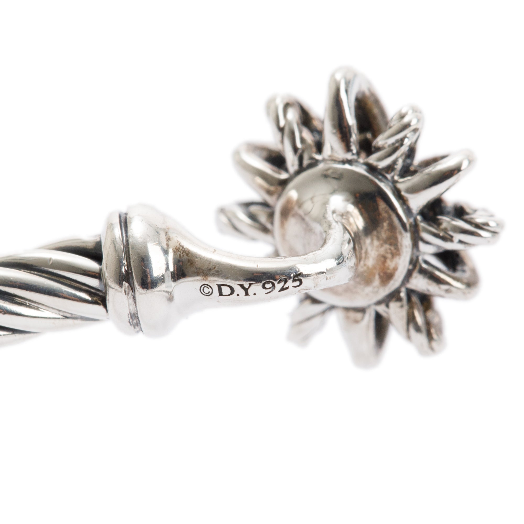 David Yurman Sterling Silver Diamond Starburst 3MM Cable Hook Bracelet