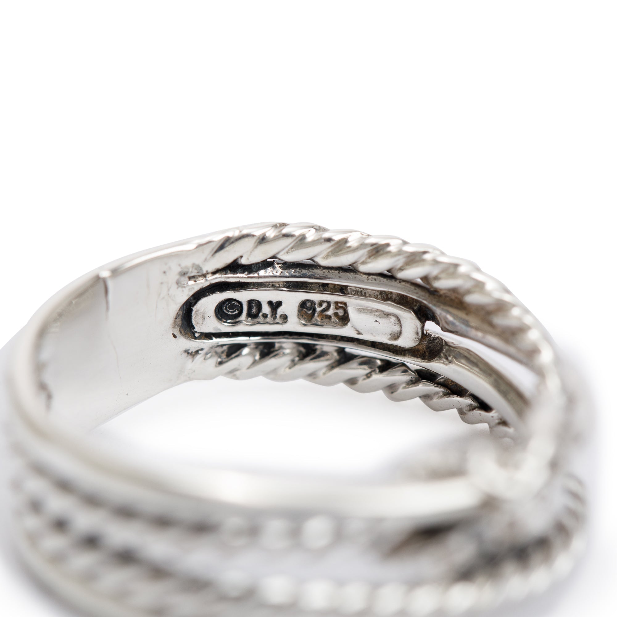 David Yurman Sterling Silver Diamond 'X' Crossover Ring, Size 6.75