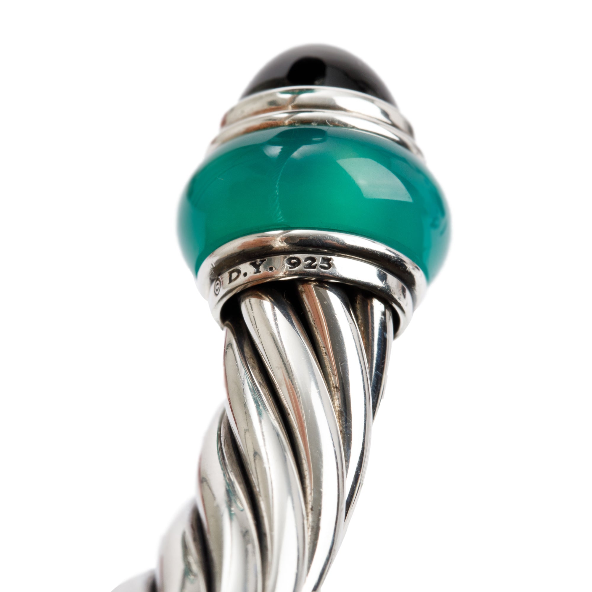 David Yurman Sterling Silver Dyed Chalcedony & Black Onyx 8 MM Cable Bracelet