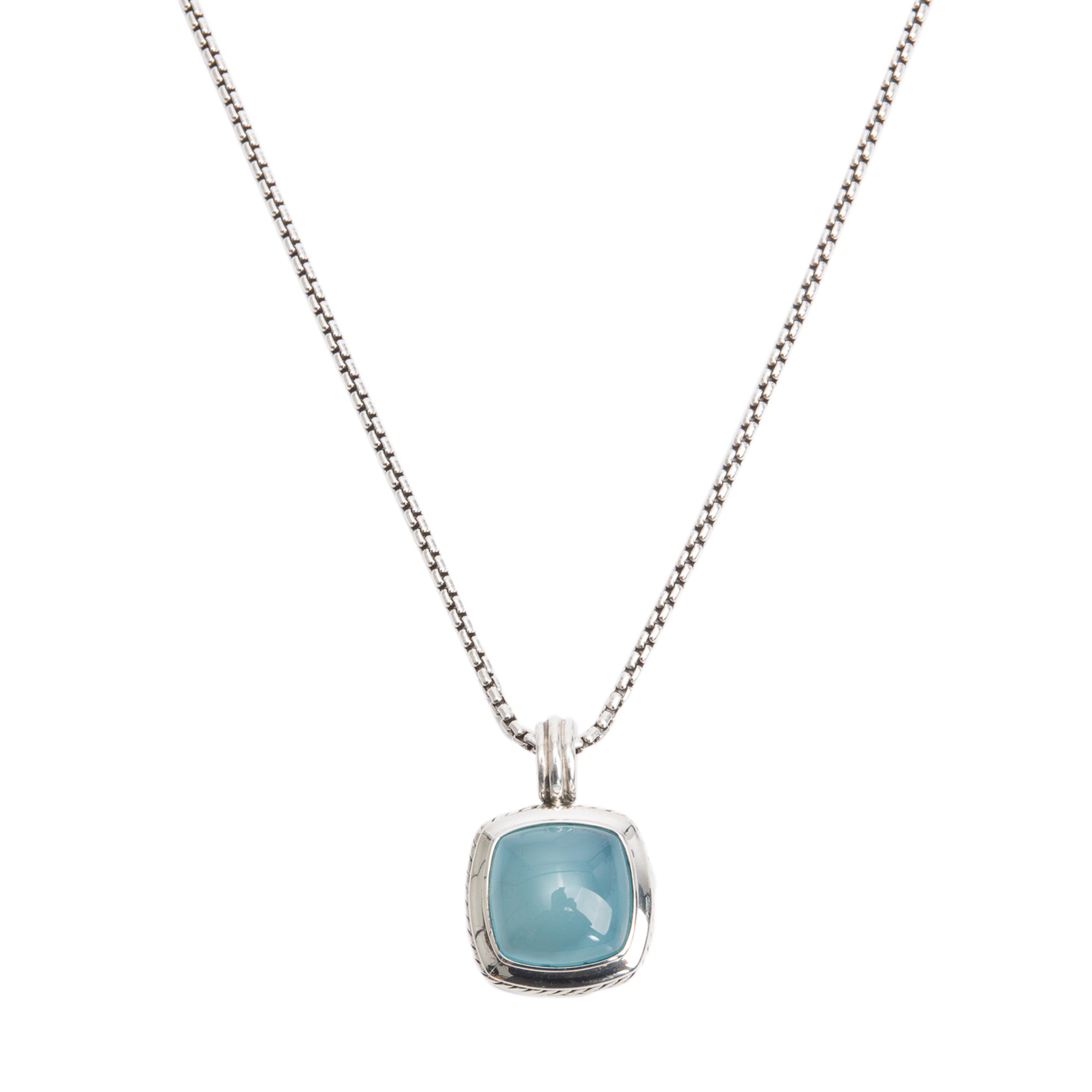 David Yurman Sterling Silver Dyed Chalcedony Pendant Necklace