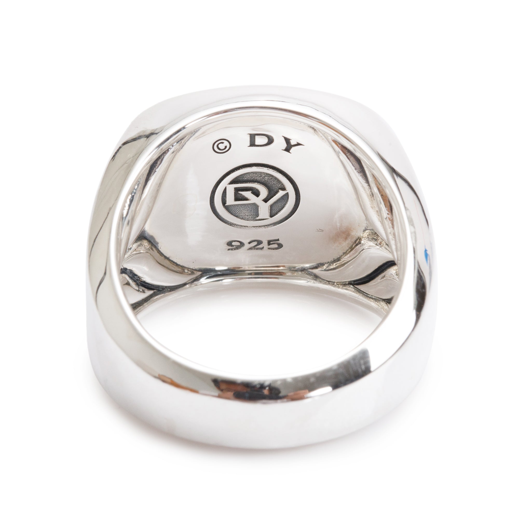 David Yurman Sterling Silver Exotic Stone Signet Ring with Pietersite, Size 10