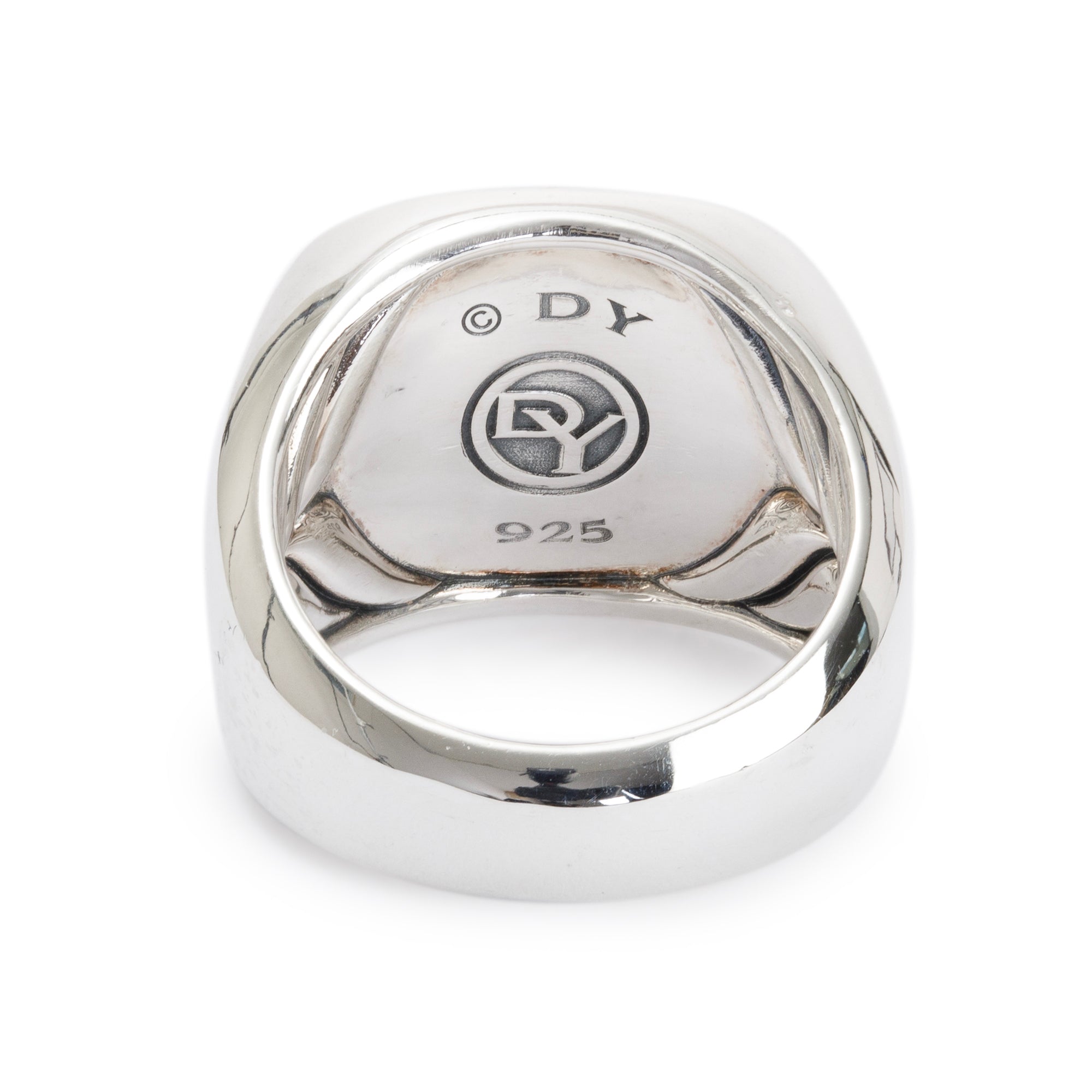 David Yurman Sterling Silver Exotic Stone Signet Ring with Turquoise, Size 9