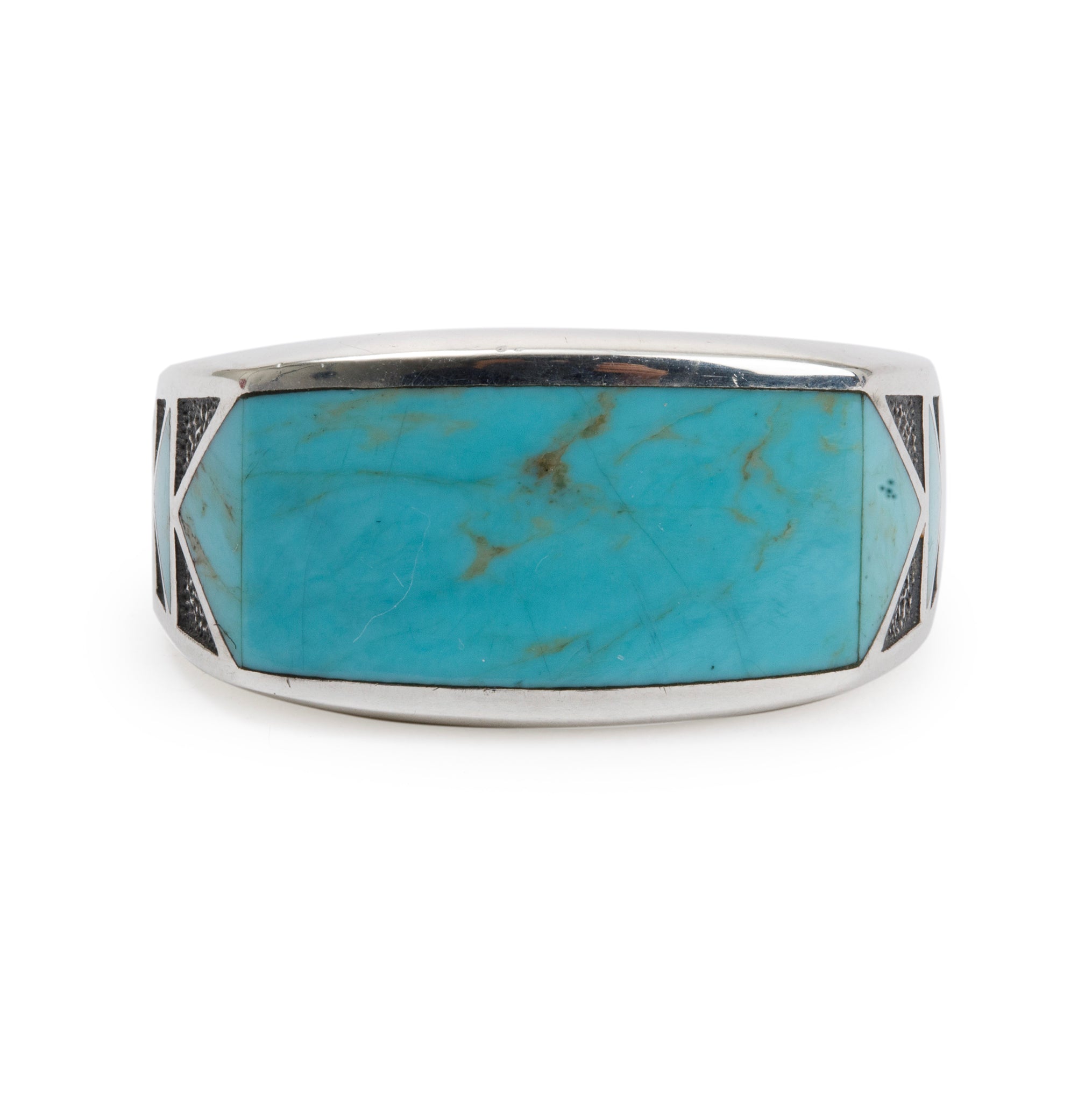 David Yurman Sterling Silver Frontier Turquoise Signet Ring, Size 9.75