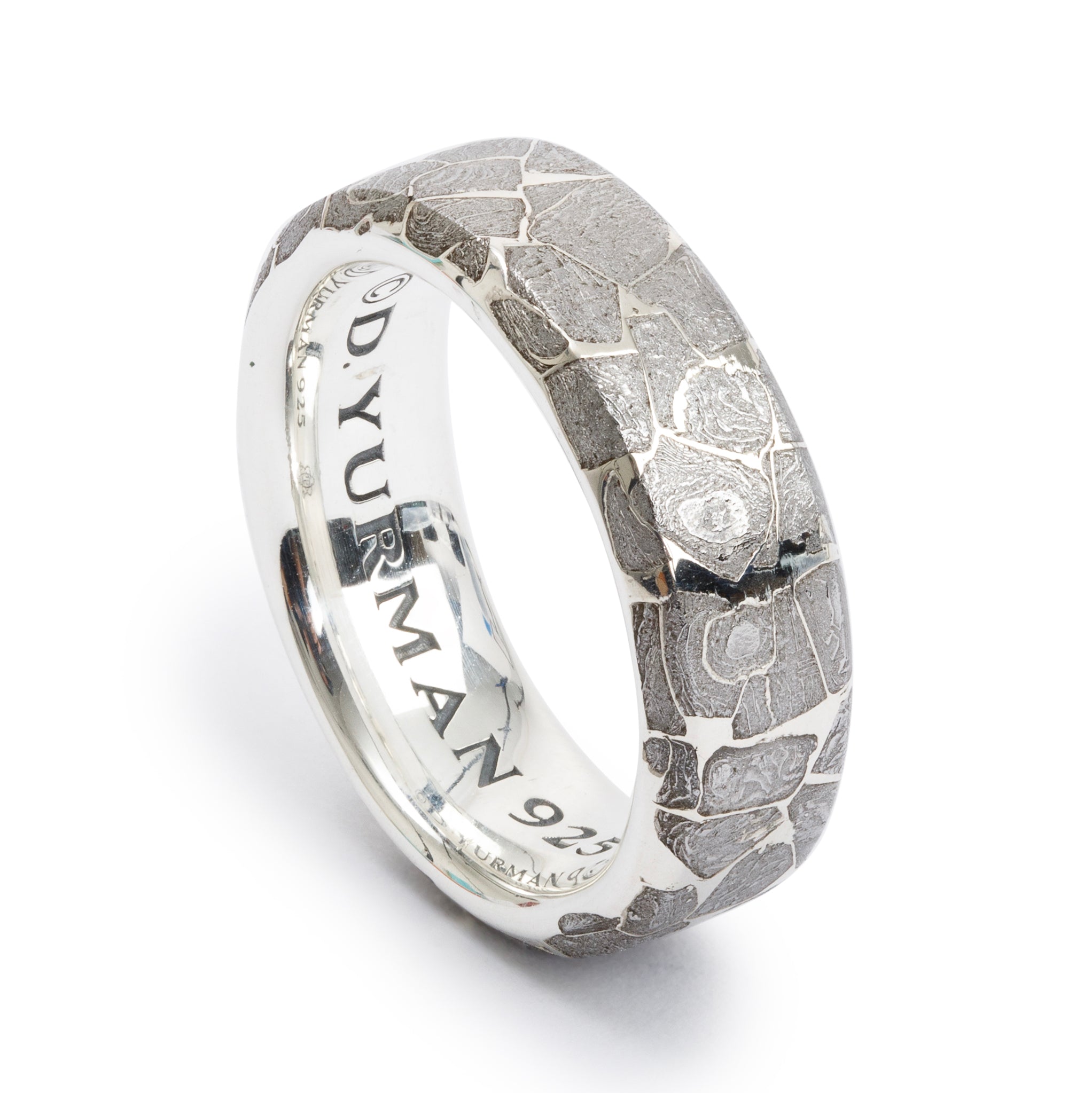 David Yurman Sterling Silver Fused Meteorite Band Ring, Size 10.5 w/ Box & Receipt