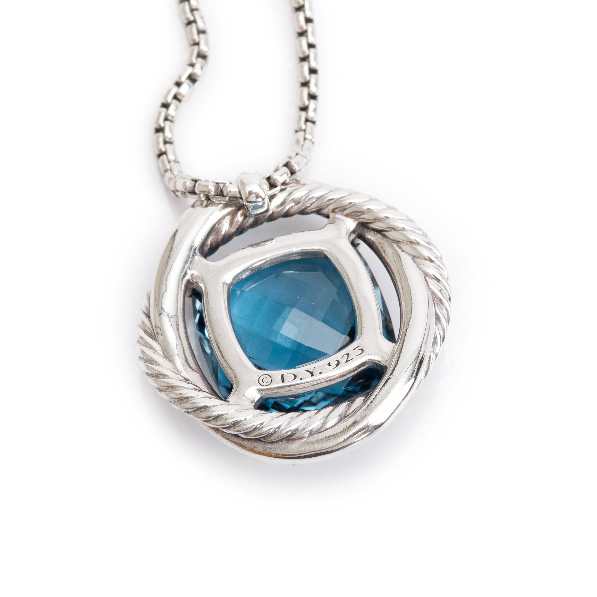 David Yurman Sterling Silver Hampton Blue Topaz Infinity Pendant Necklace