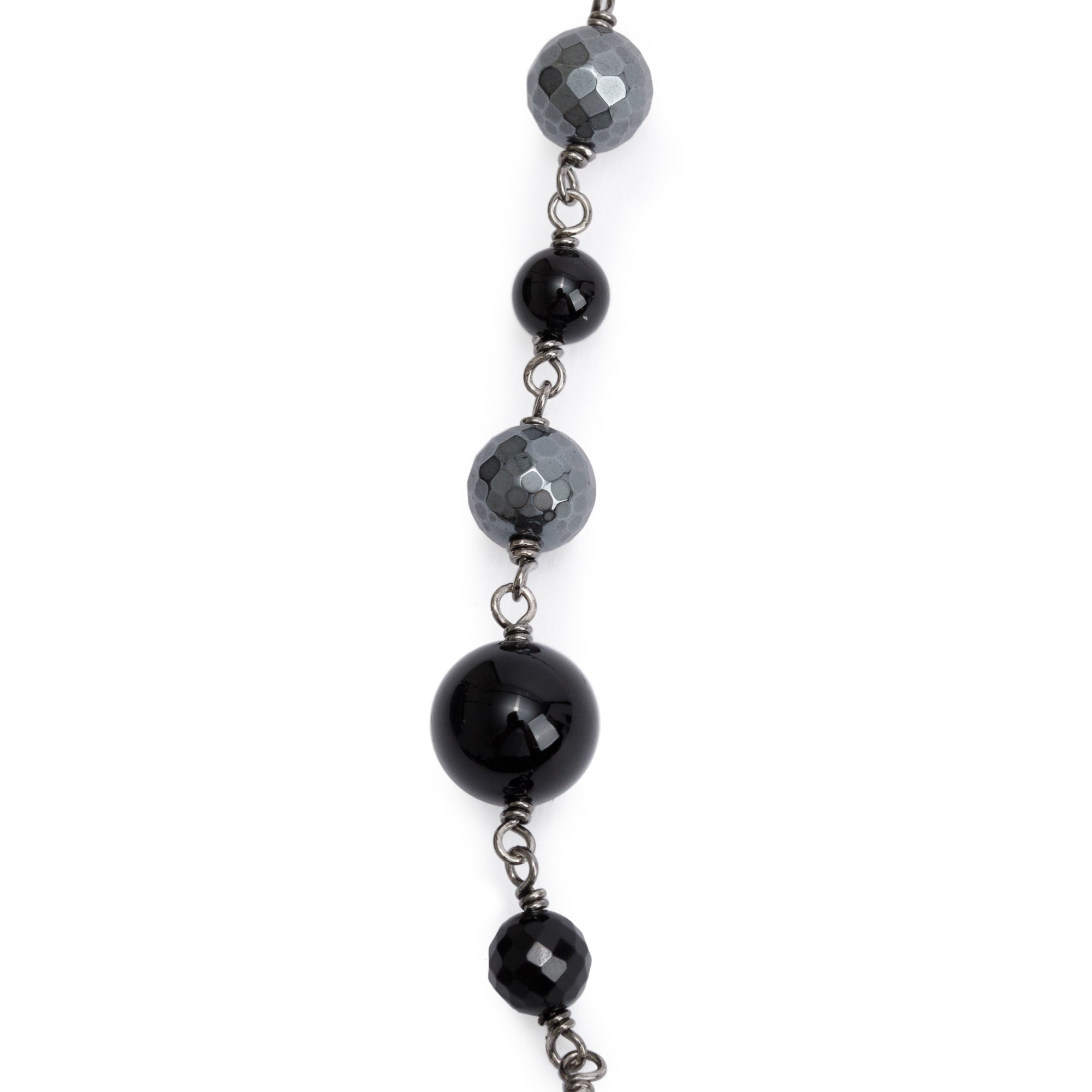 David Yurman Sterling Silver Hematite & Onyx Quatrefoil Bead Long Necklace