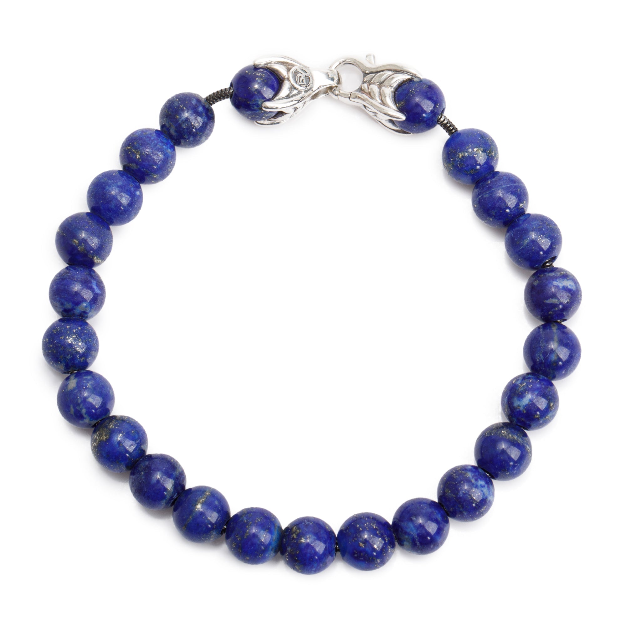 David Yurman Sterling Silver Lapis Lazuli Spiritual Beads Bracelet