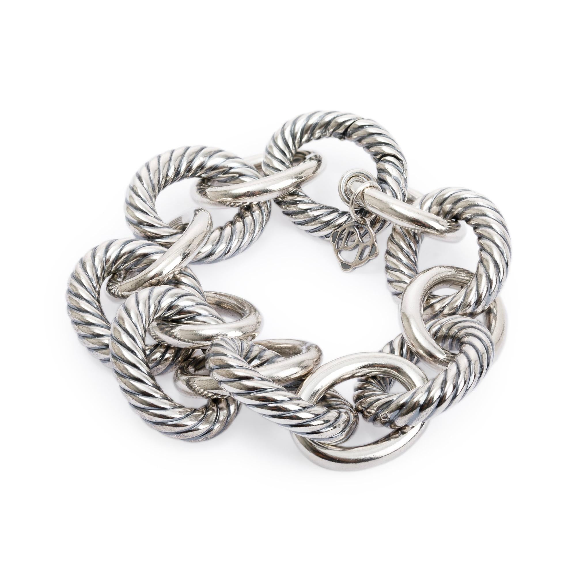 David Yurman Sterling Silver Large Oval Link Chain Bracelet
