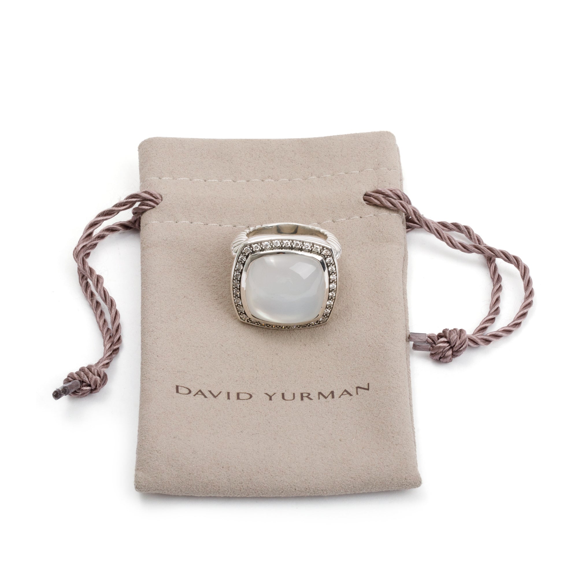David Yurman Sterling Silver Mother of Pearl, Quartz Doublet & Diamond Albion Ring, Size 6.5