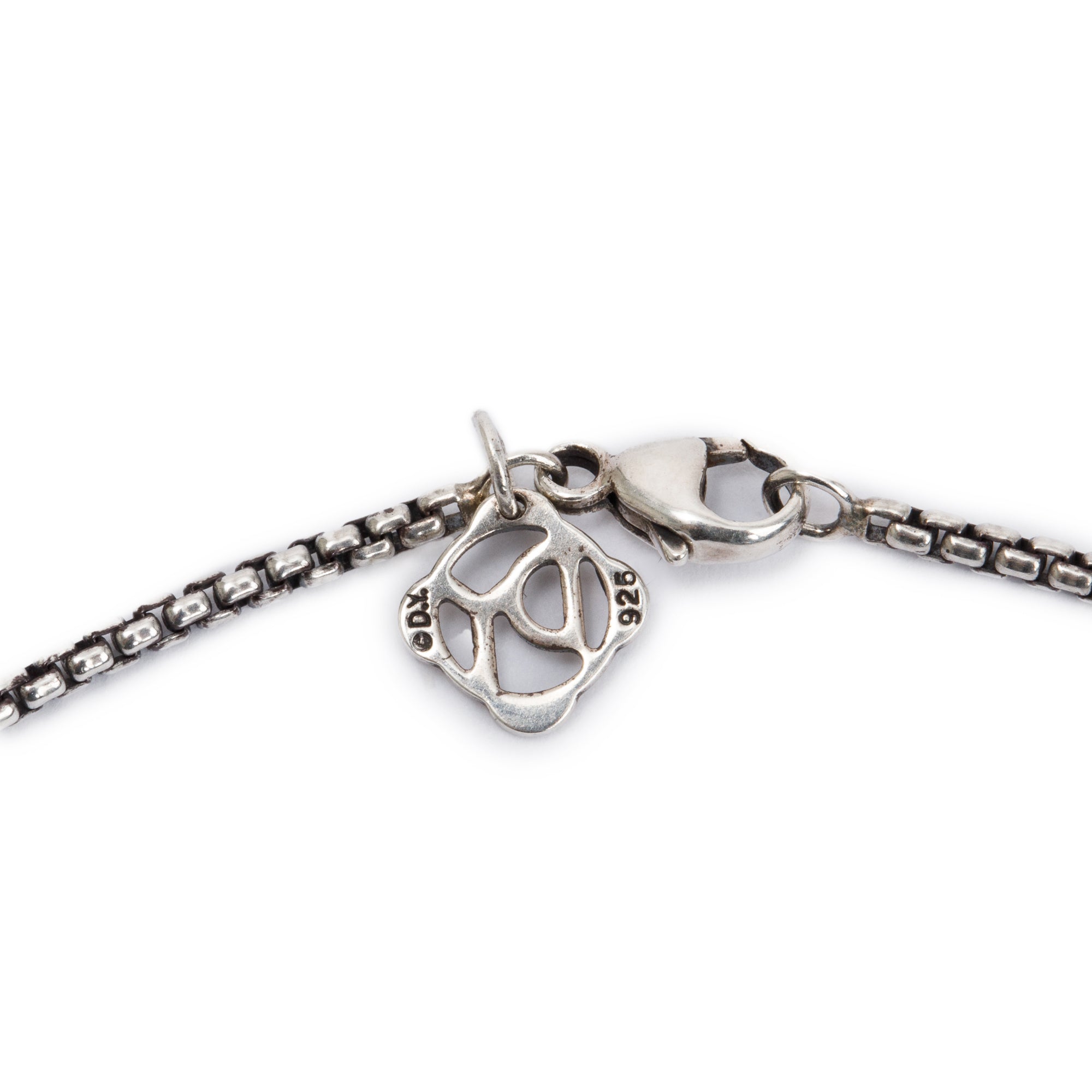 David Yurman Sterling Silver Onyx & Diamond Heart Pendant Necklace
