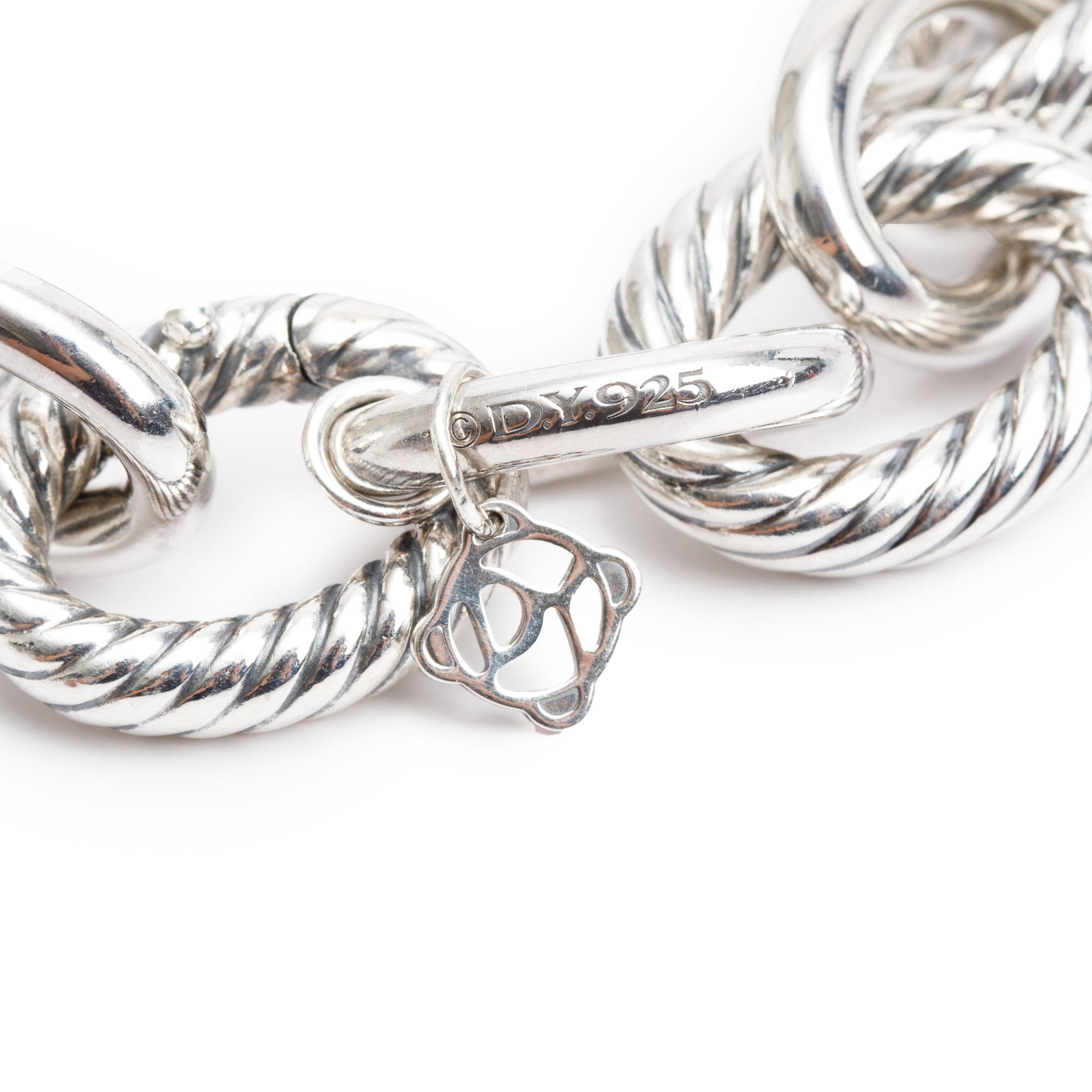 David Yurman Sterling Silver Oval Link Chain Bracelet, 17 MM w/ Box