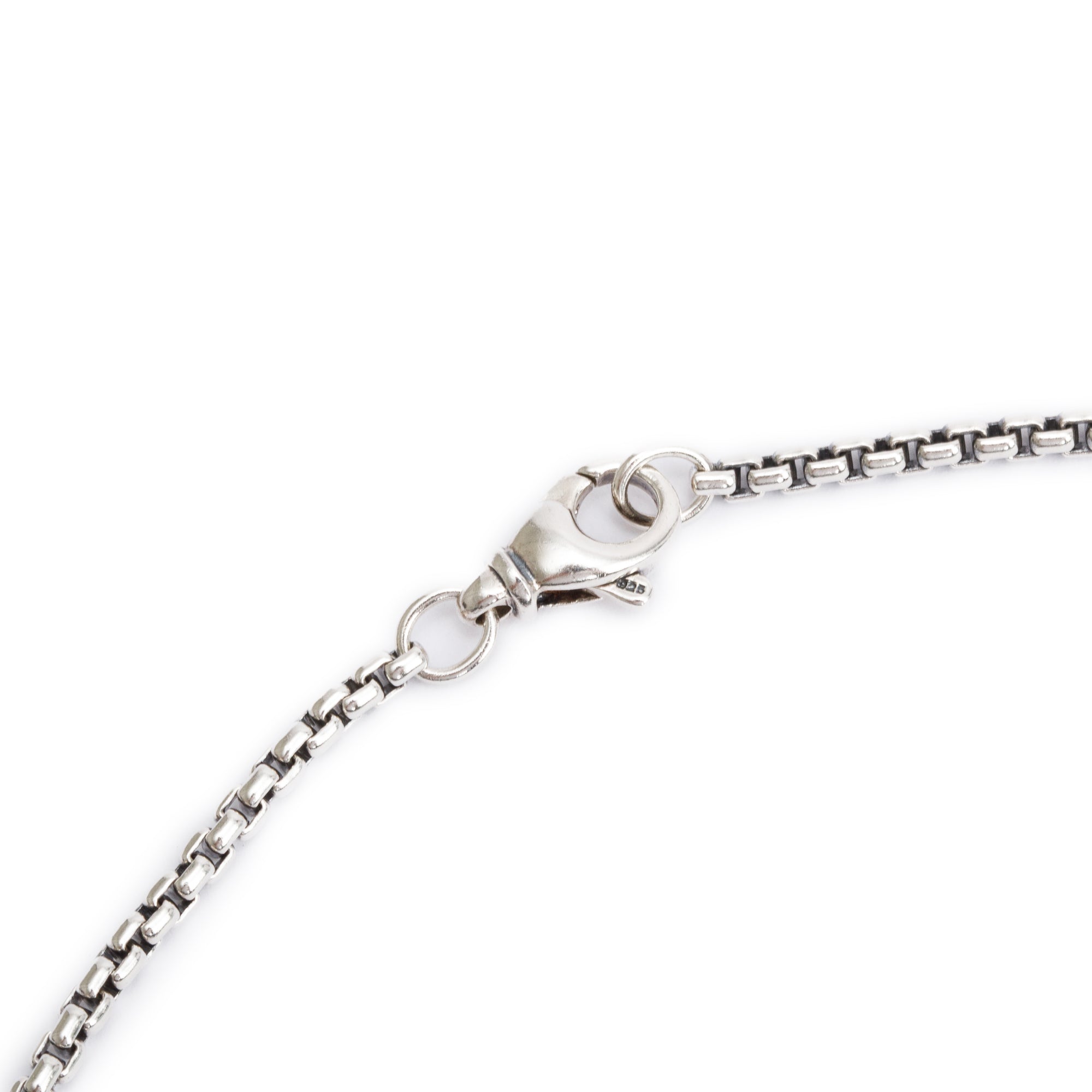 David Yurman Sterling Silver Pave Black Diamond 35MM Tag Pendant Necklace w/ Box