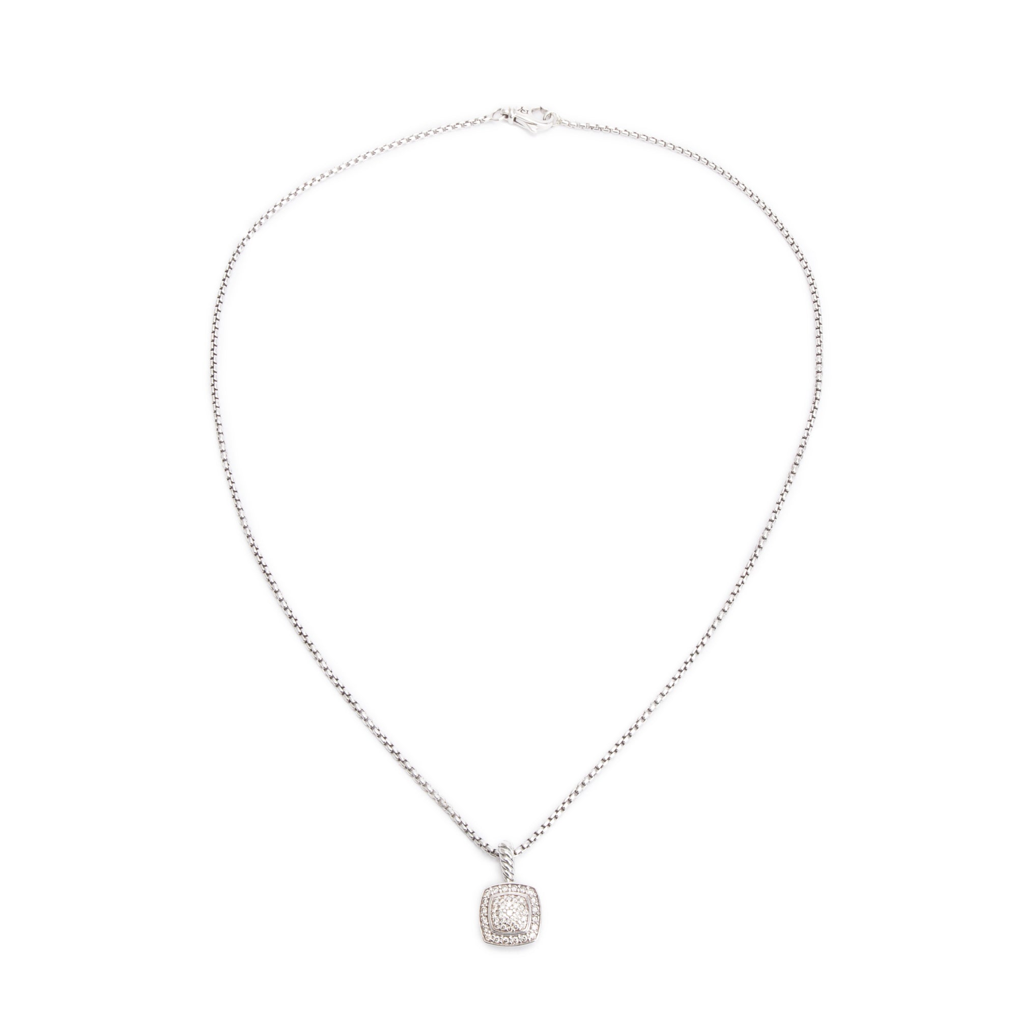 David Yurman Sterling Silver Pave Diamond Petite Albion Pendant Necklace
