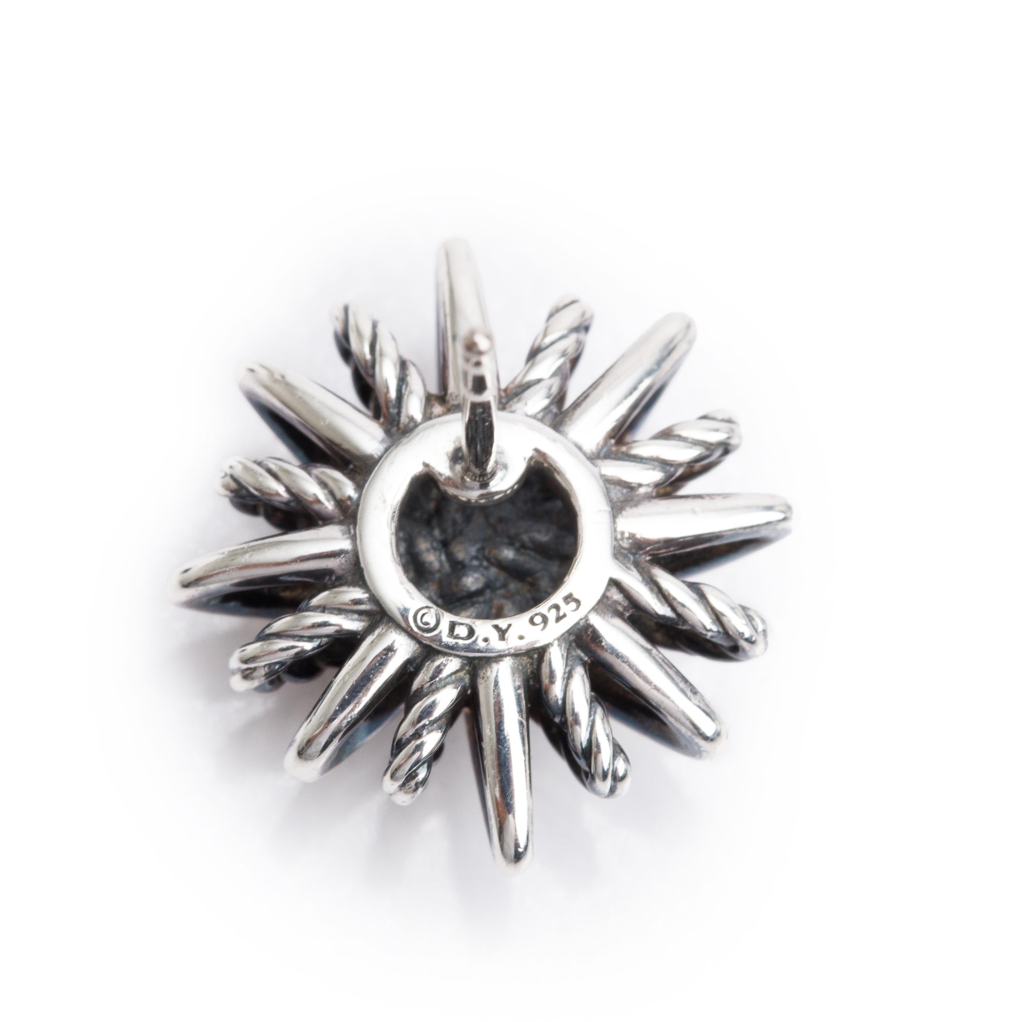 David Yurman Sterling Silver Pave Diamond Starburst Stud Earrings w/ Box