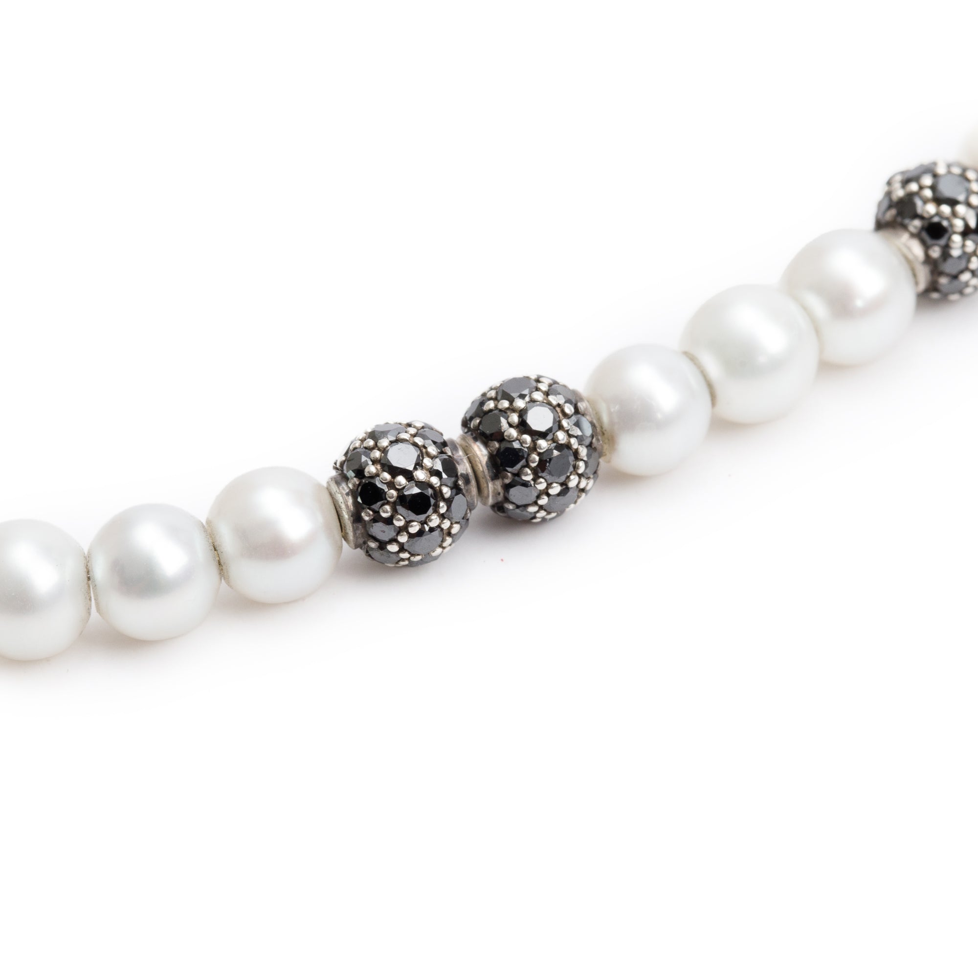 David Yurman Sterling Silver Pearl & Black Diamond Spiritual Beads Necklace w/ Box & Receipt