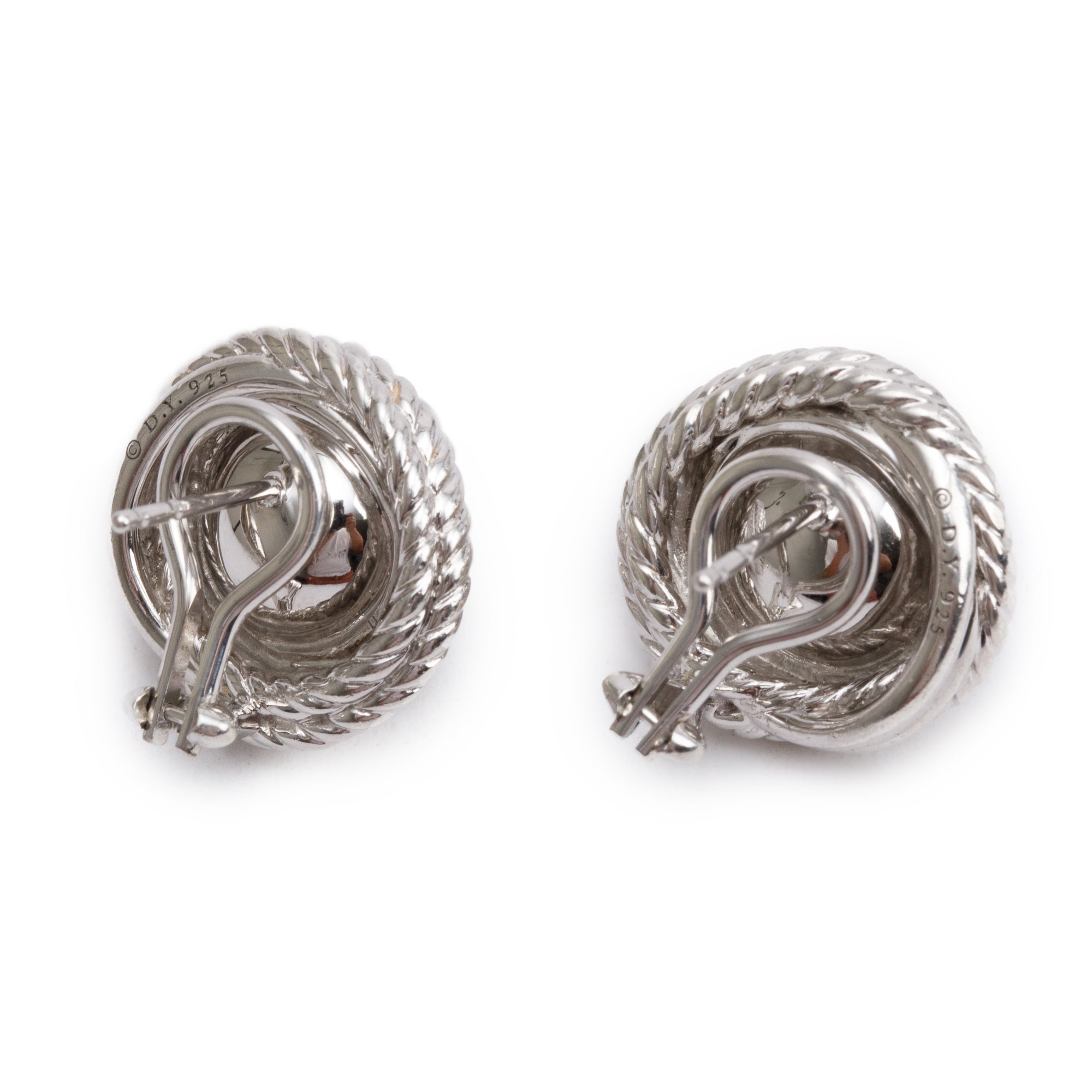 David Yurman Sterling Silver Pearl & Diamond Crossover Earrings