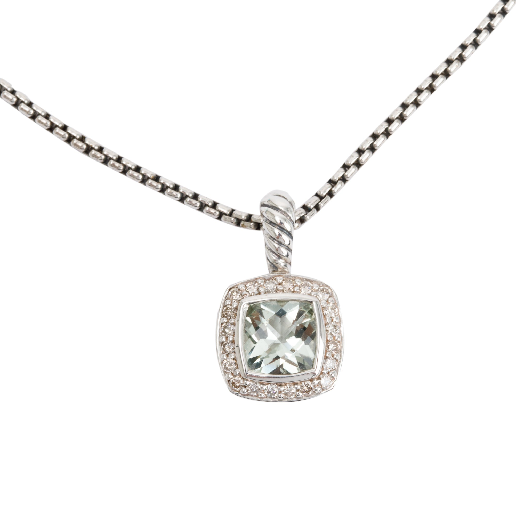 David Yurman Sterling Silver Petite Albion Pendant Necklace with Prasiolite and Diamonds