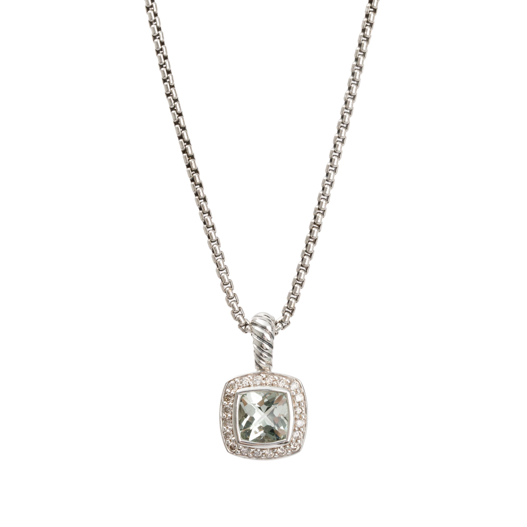 David Yurman Sterling Silver Petite Albion Pendant Necklace with Prasiolite and Diamonds