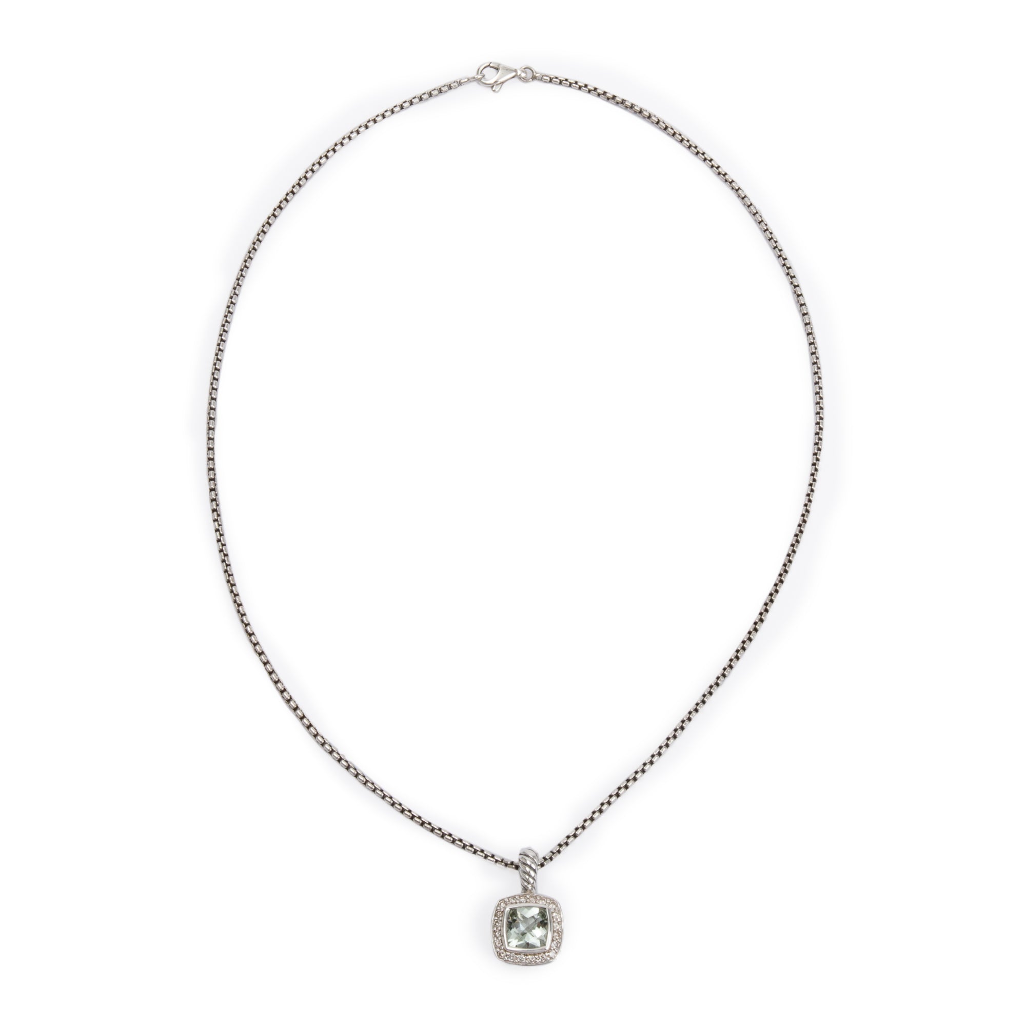 David Yurman Sterling Silver Petite Albion Pendant Necklace with Prasiolite and Diamonds