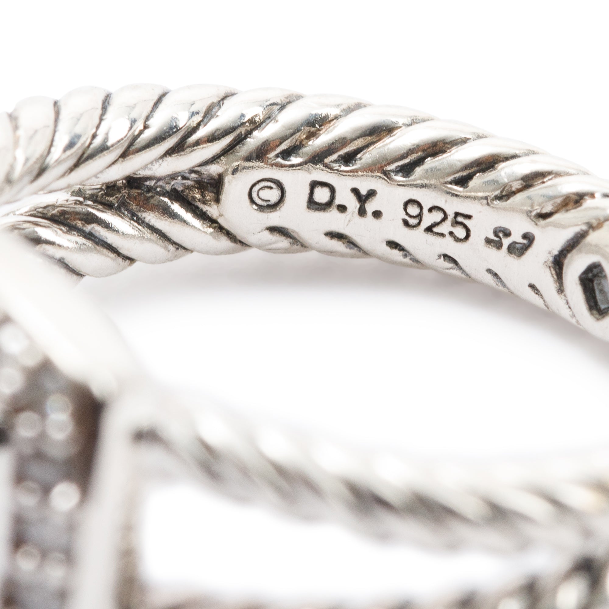 David Yurman Sterling Silver Petite Albion Ring with Black Onyx and Diamonds w/ Box