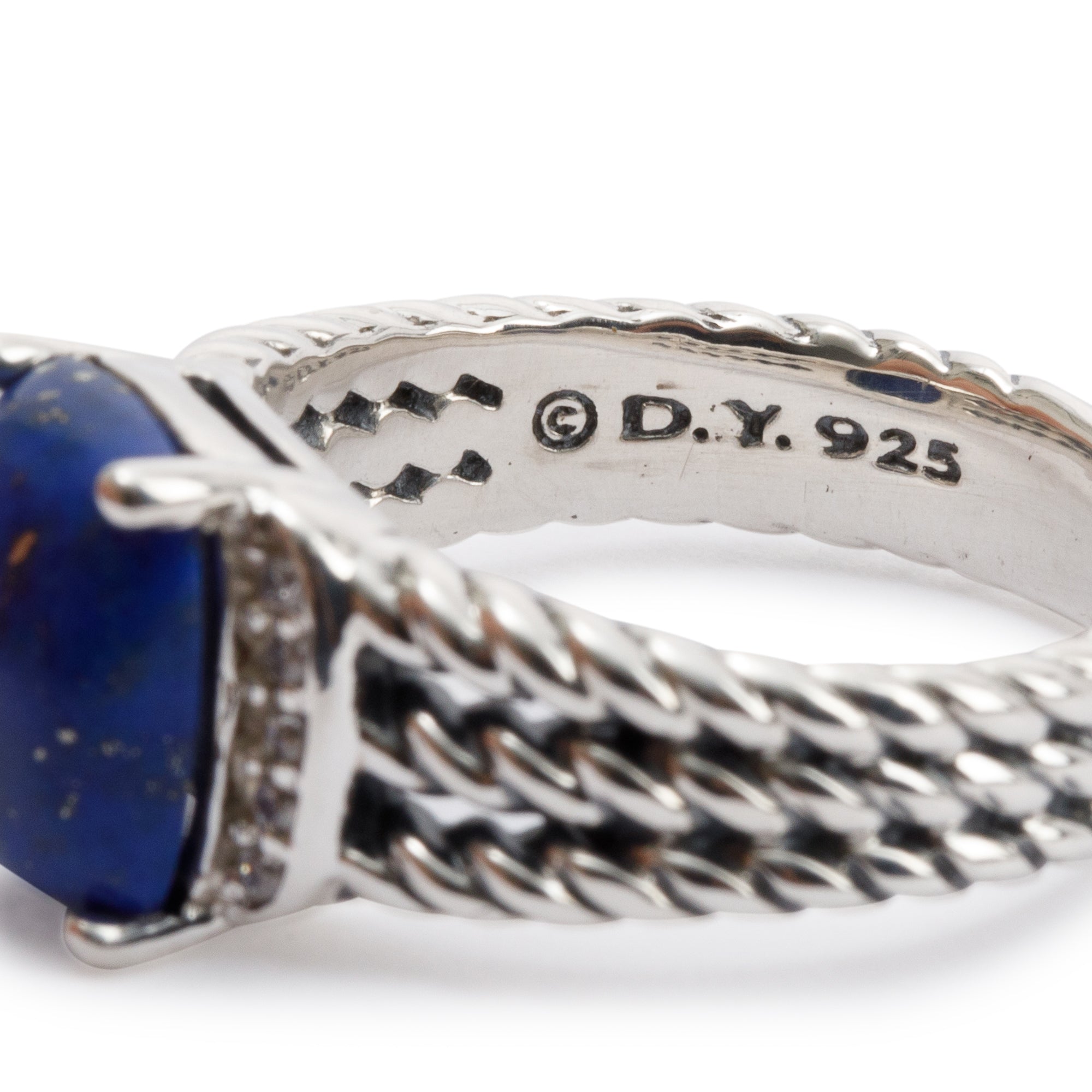 David Yurman Sterling Silver Petite Wheaton Ring with Lapis Lazuli & Diamonds