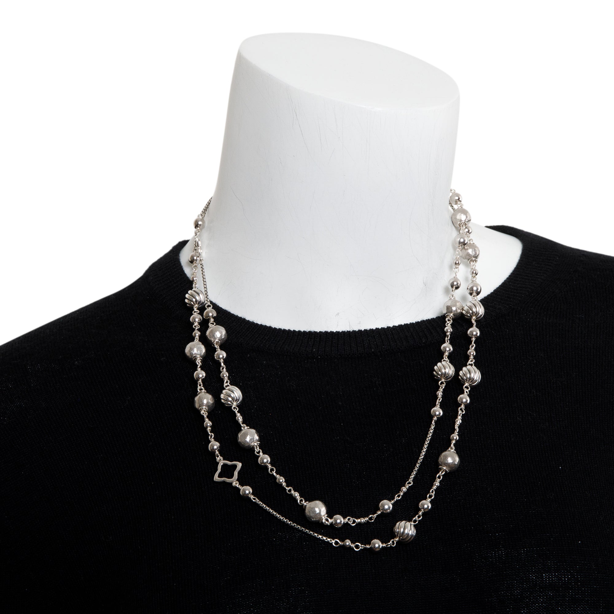 David Yurman Sterling Silver Quatrefoil Bead Necklace
