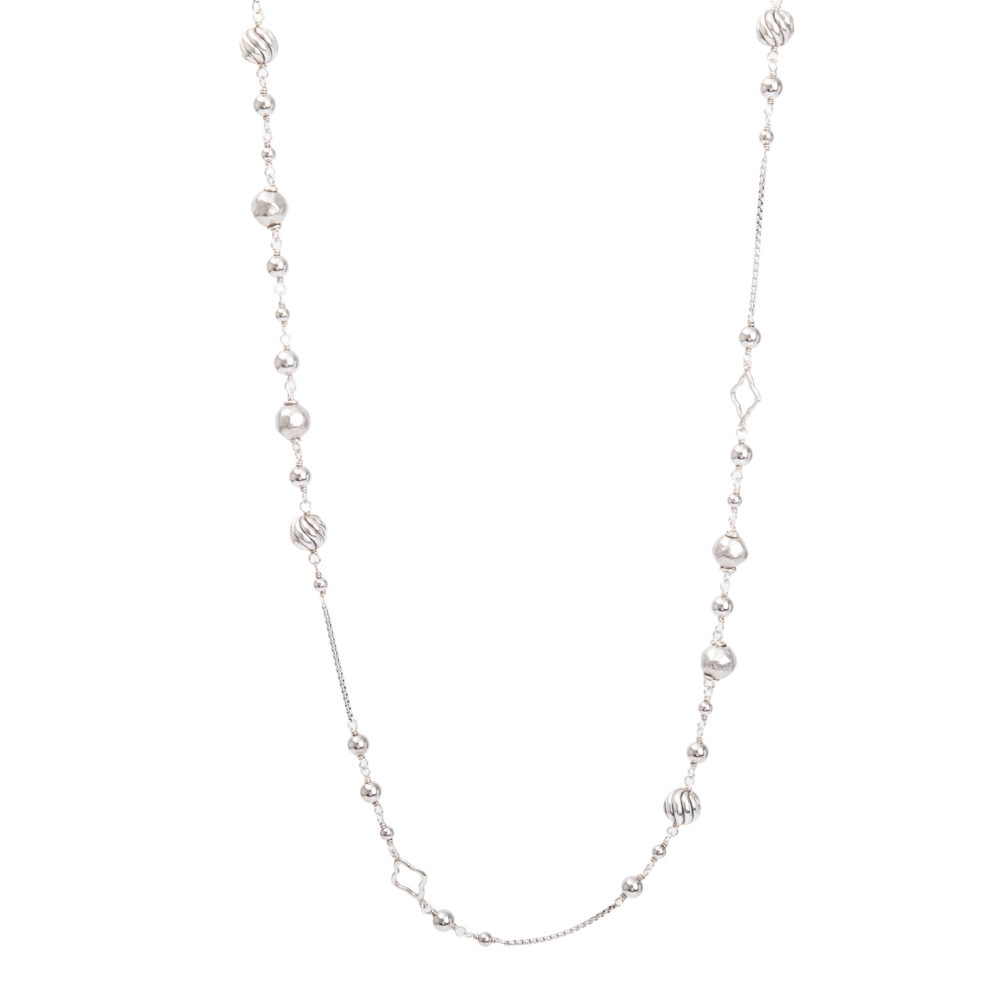 David Yurman Sterling Silver Quatrefoil Bead Necklace