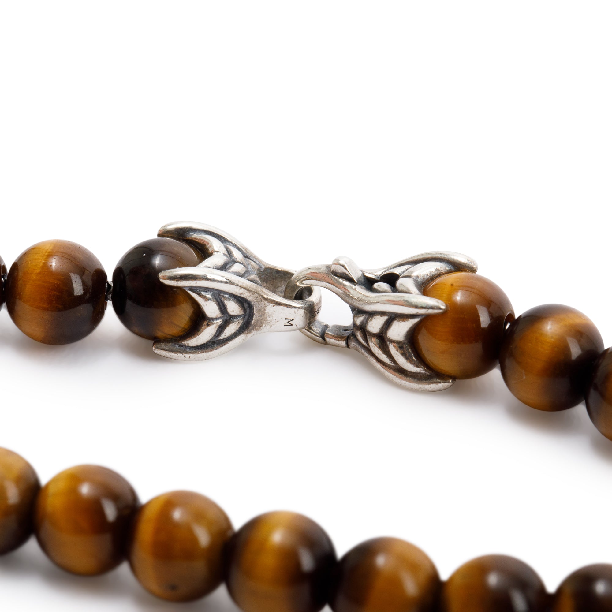 David Yurman Sterling Silver Spiritual 8 MM Beads Bracelet with Tiger's Eye