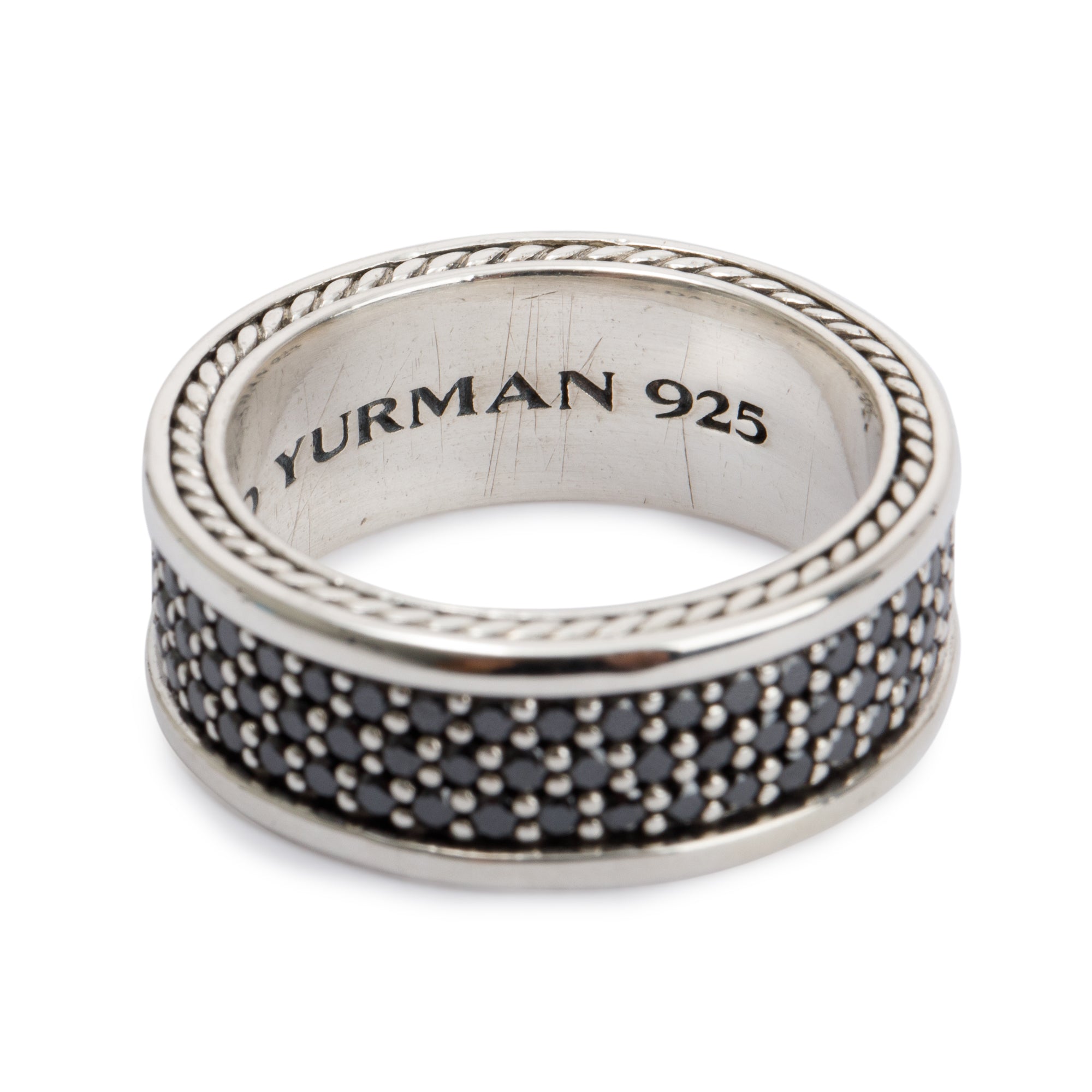 David Yurman Sterling Silver Streamline Three-Row Black Diamond Band Ring