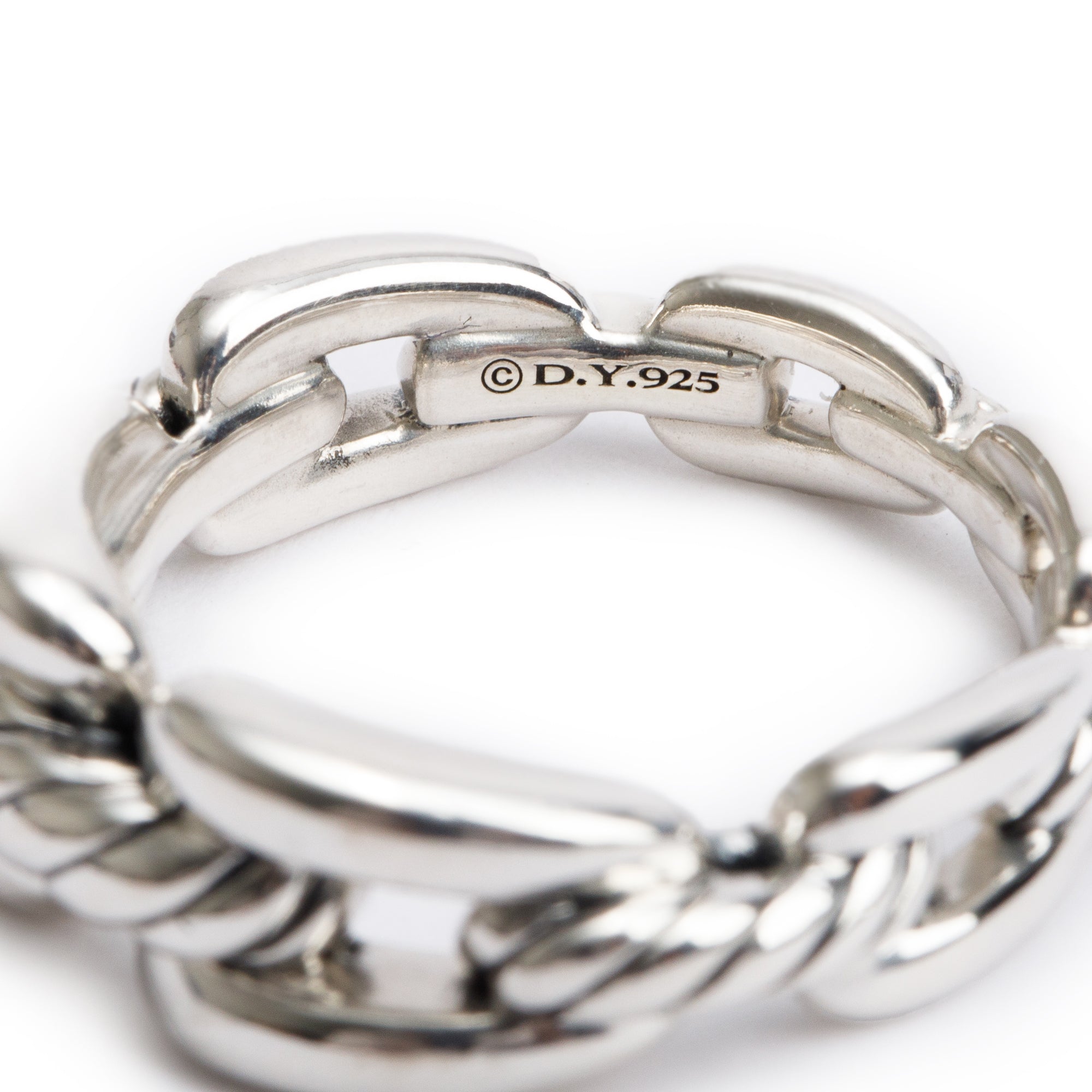 David Yurman Sterling Silver Wellesley Link Band Ring, Size 7 w/ Box