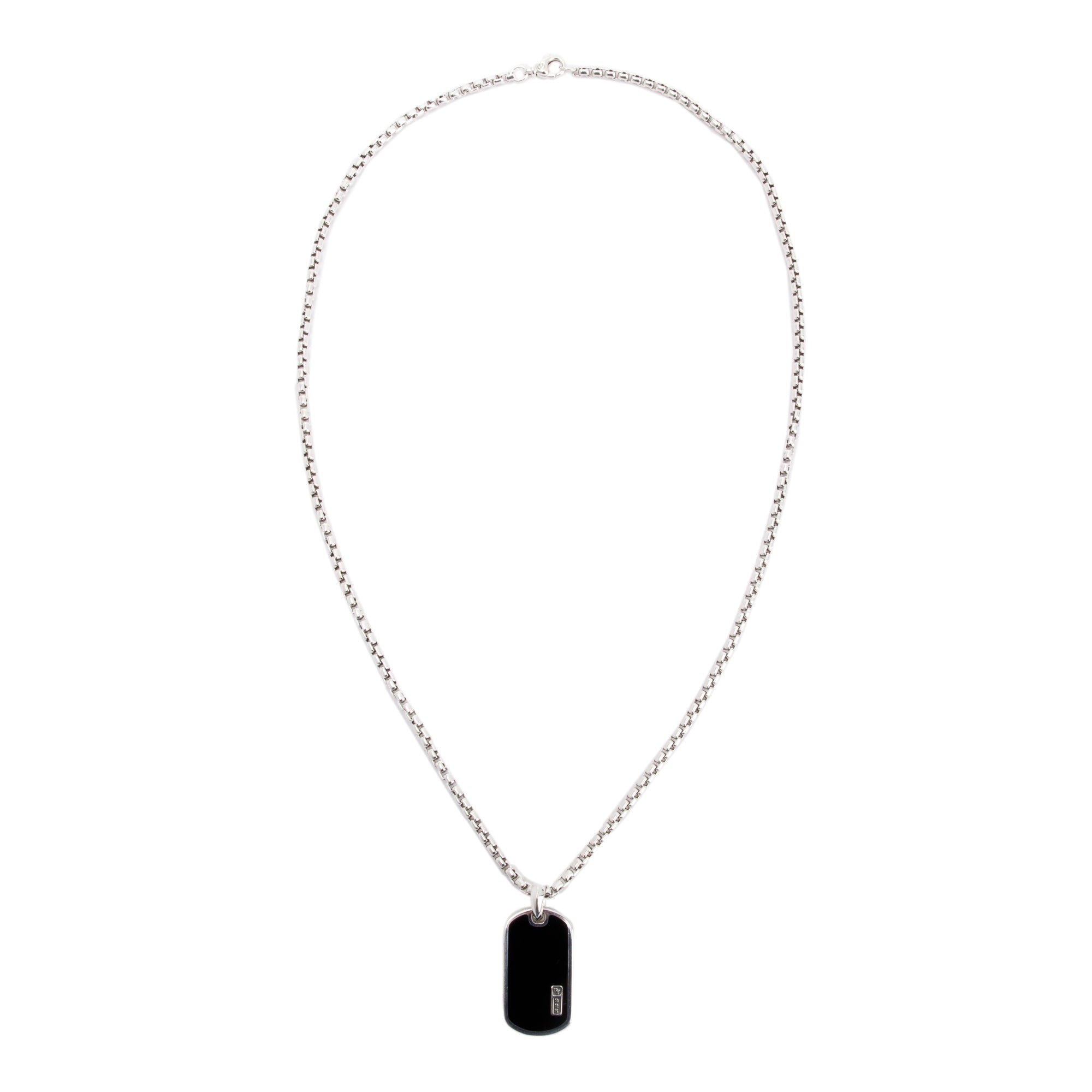 David Yurman Streamline Black Onyx Tag Pendant Necklace