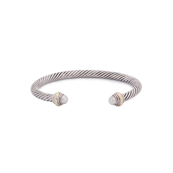 David Yurman Two-Tone MM Cable Classics Bracelet with Pearls