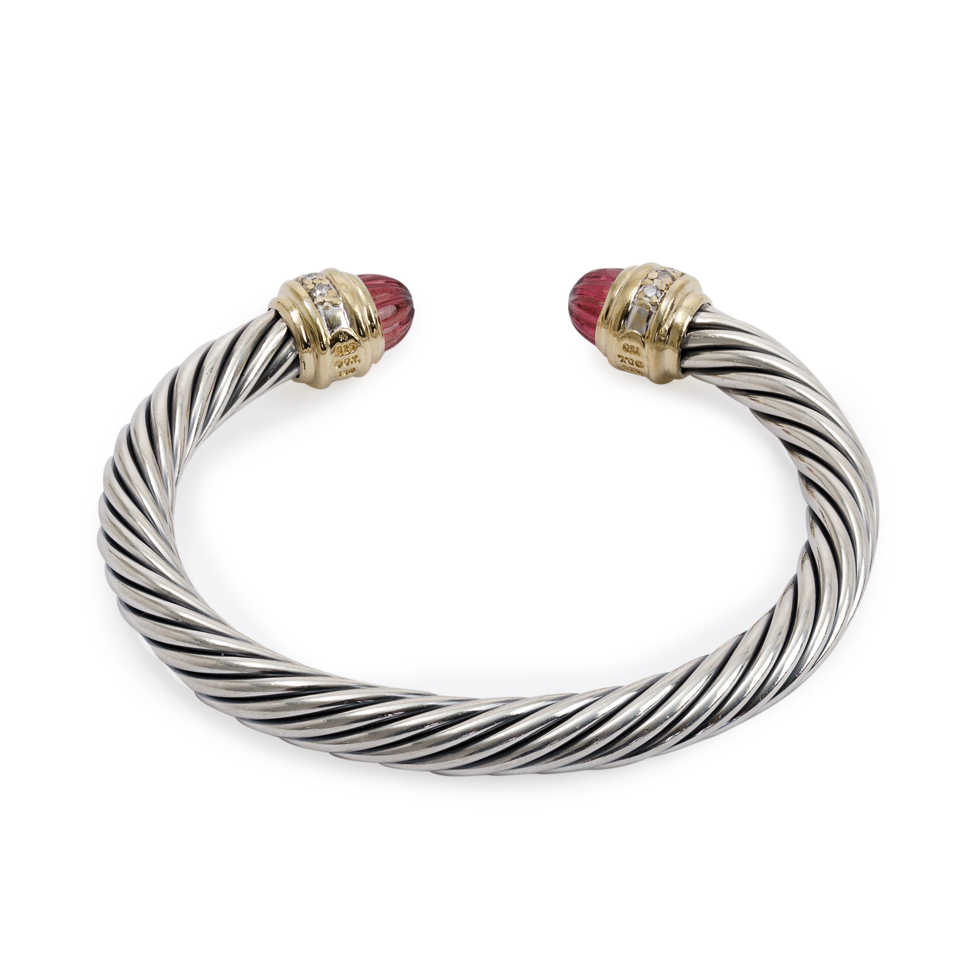 David Yurman Two-Tone MM Cable Classics Bracelet with Pink