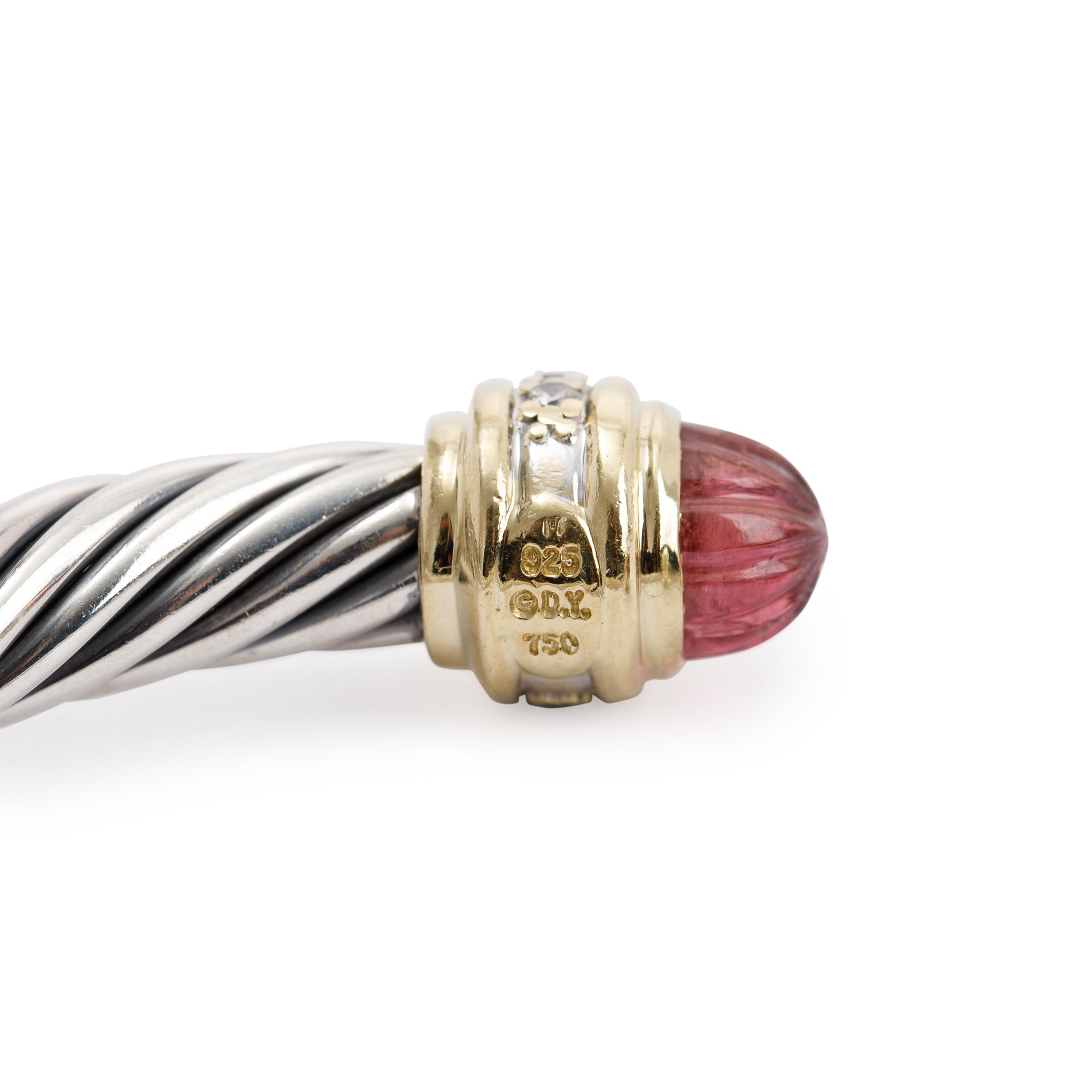 David Yurman Two-Tone 7 MM Cable Classics Bracelet with Pink Tourmaline & Diamonds