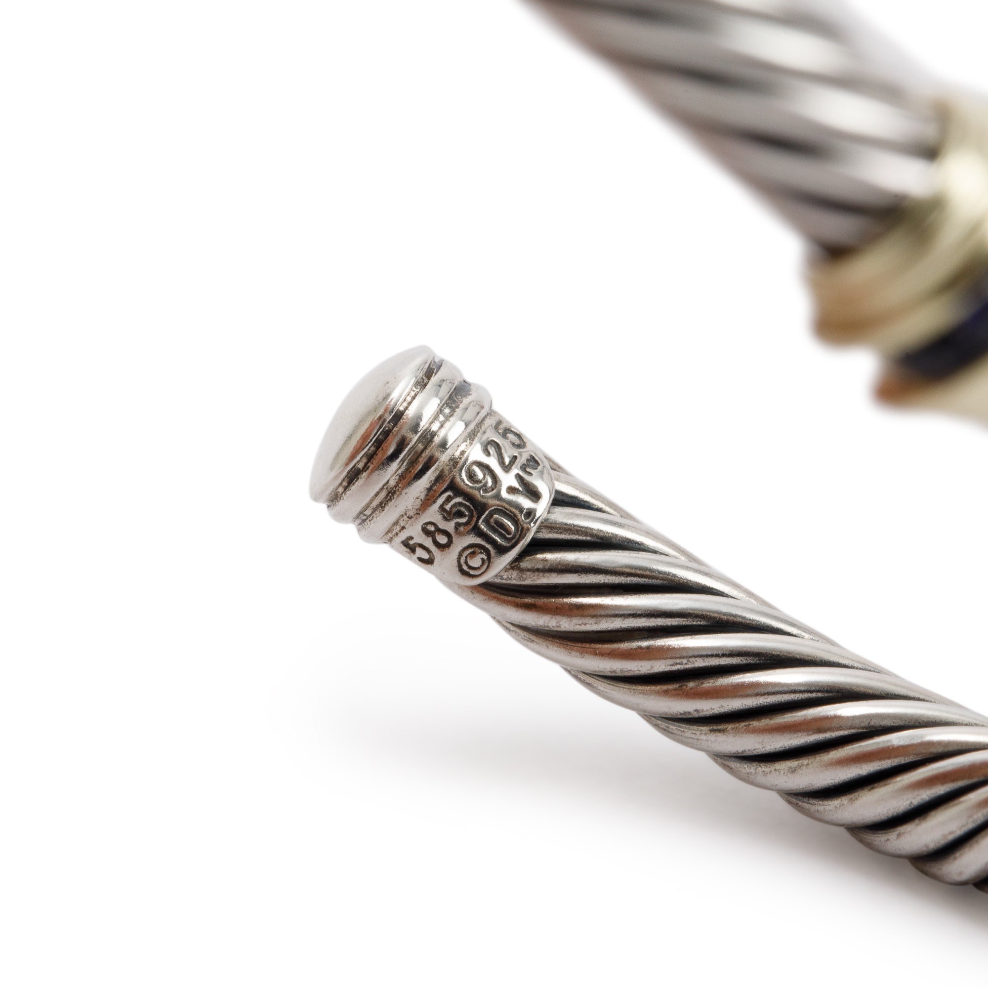 David Yurman Two-Tone Cable Classics Center Station Bracelet with Blue Sapphires