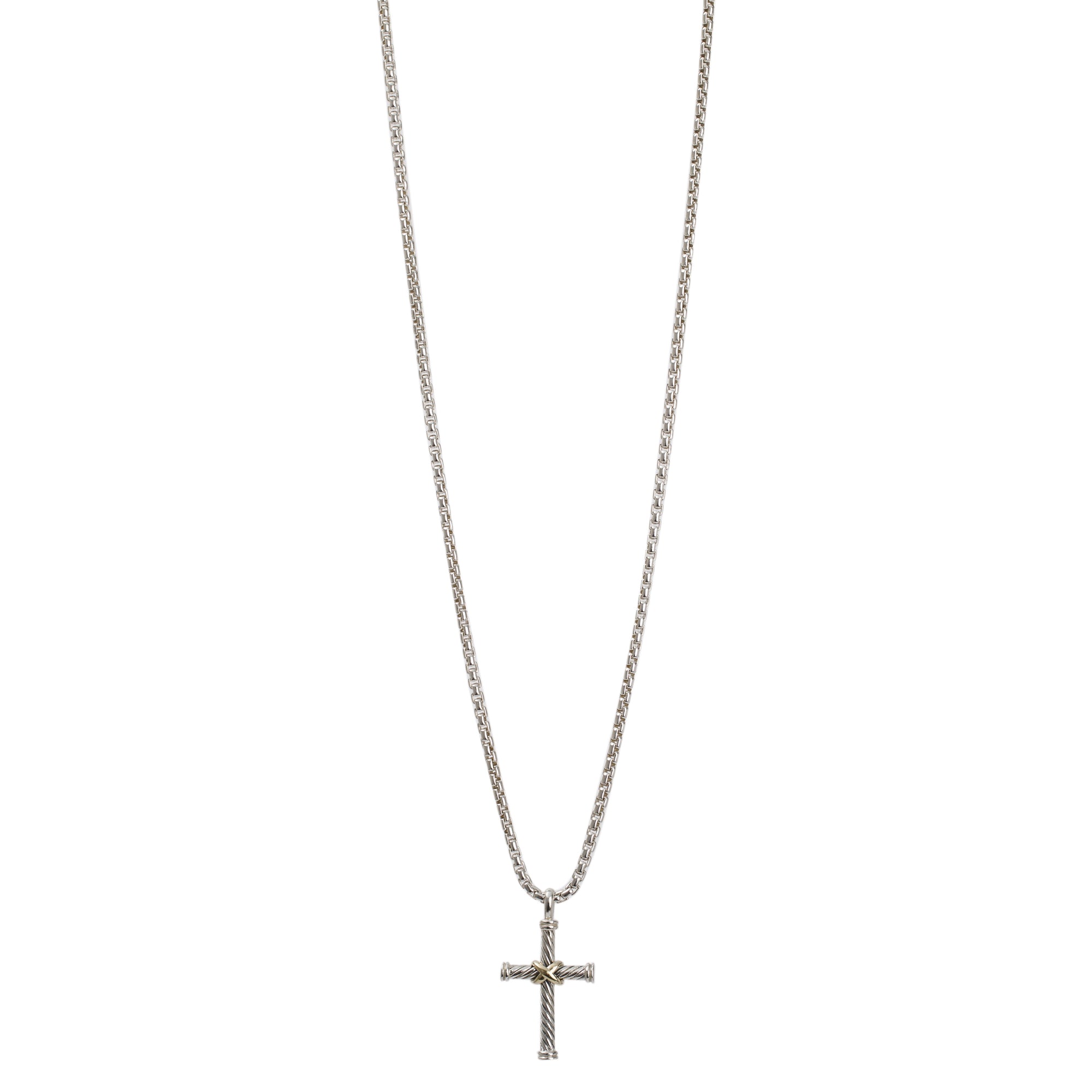 David Yurman Two-Tone Cable Cross Pendant Necklace
