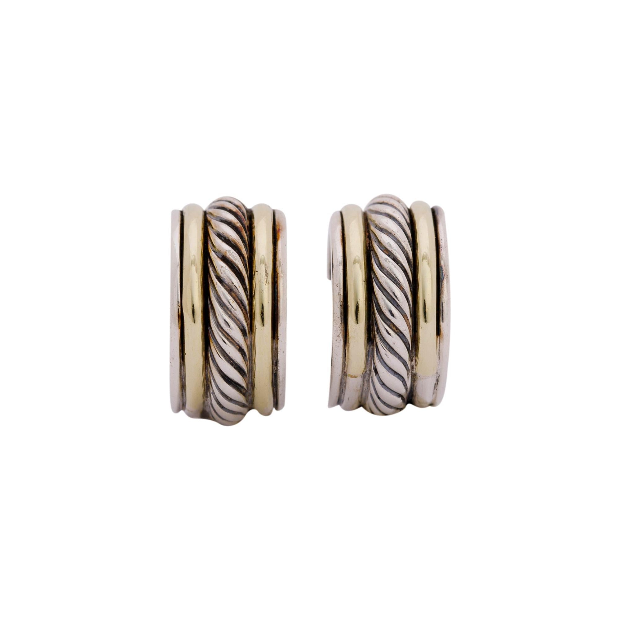 David Yurman Two-Tone Cable Hoop Earrings