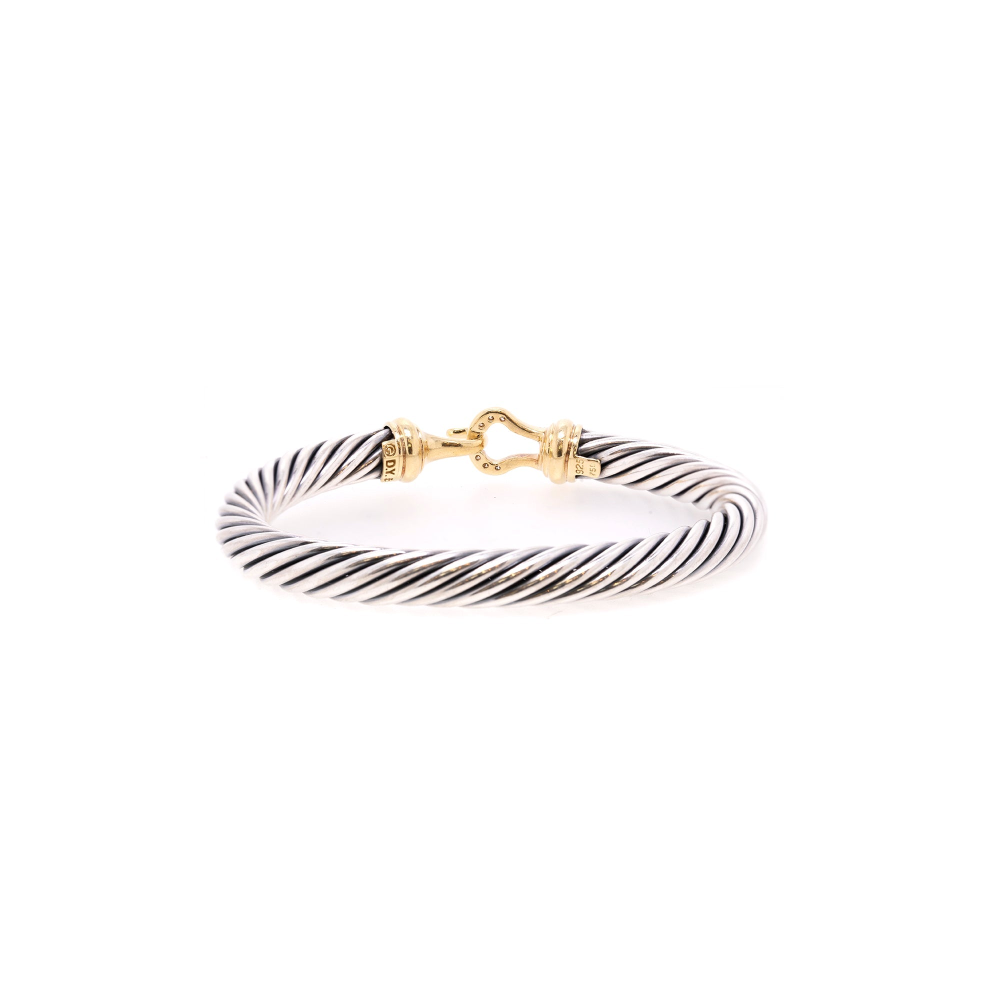 David Yurman Two-Tone Diamond Buckle Cable Bracelet